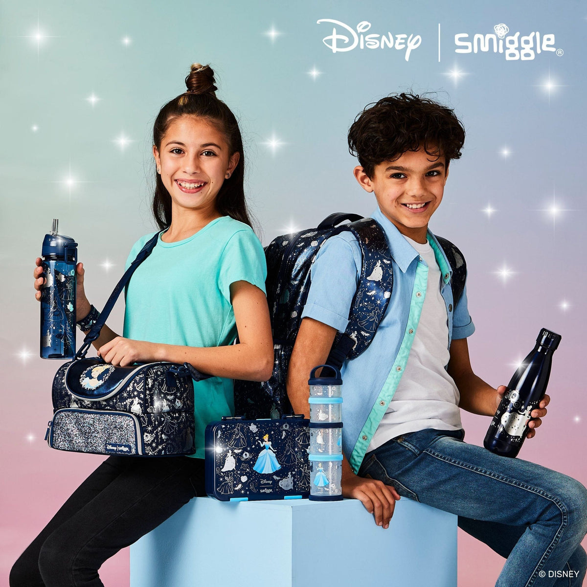 Smiggle - Disney Princess Cinderella Fiambrera de Dos Compartimentos con Correa