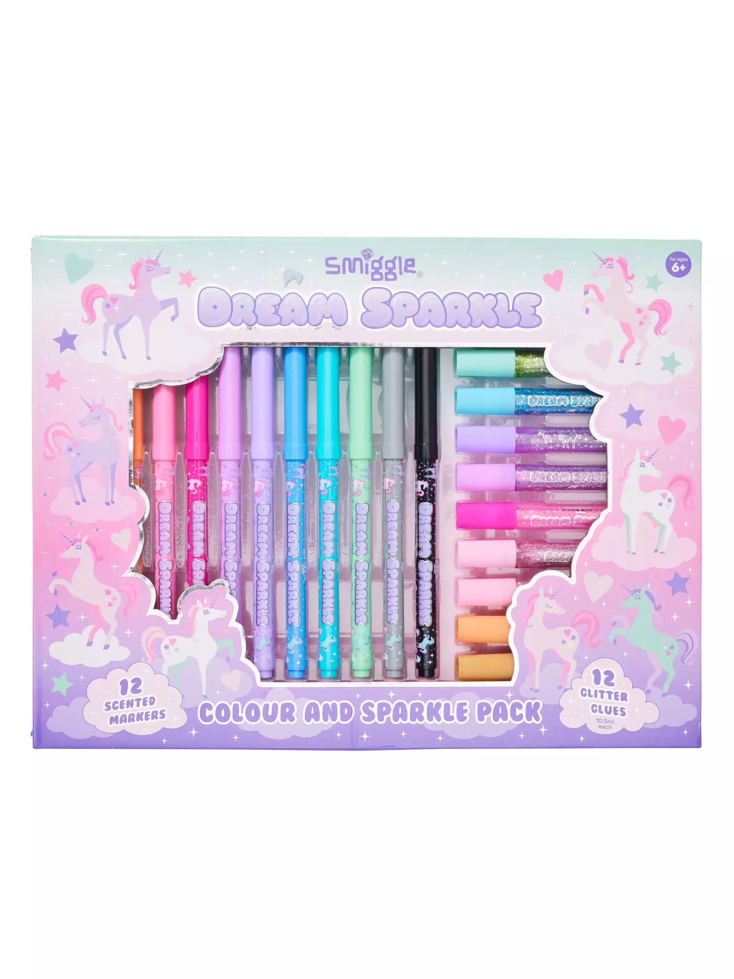 Smiggle - Set de papelería Dream Sparkle, colores y brillos