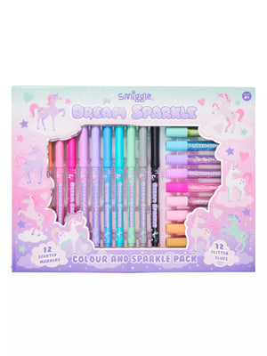 Smiggle - Set de papelería Dream Sparkle, colores y brillos