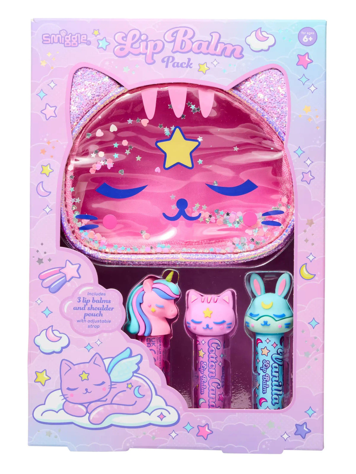 Smiggle - Pack de 3 bálsamos labiales con estuche