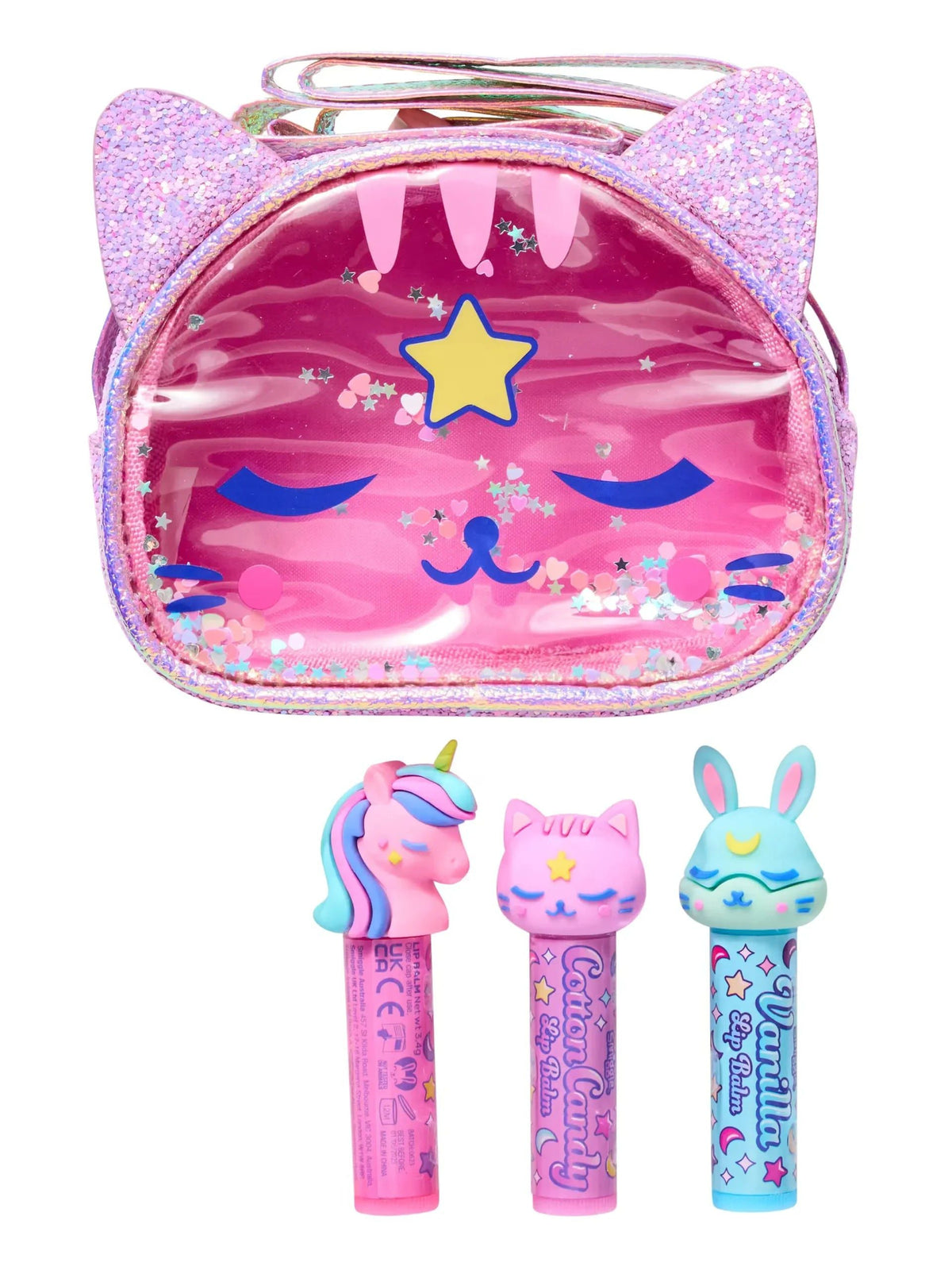Smiggle - Pack de 3 bálsamos labiales con estuche
