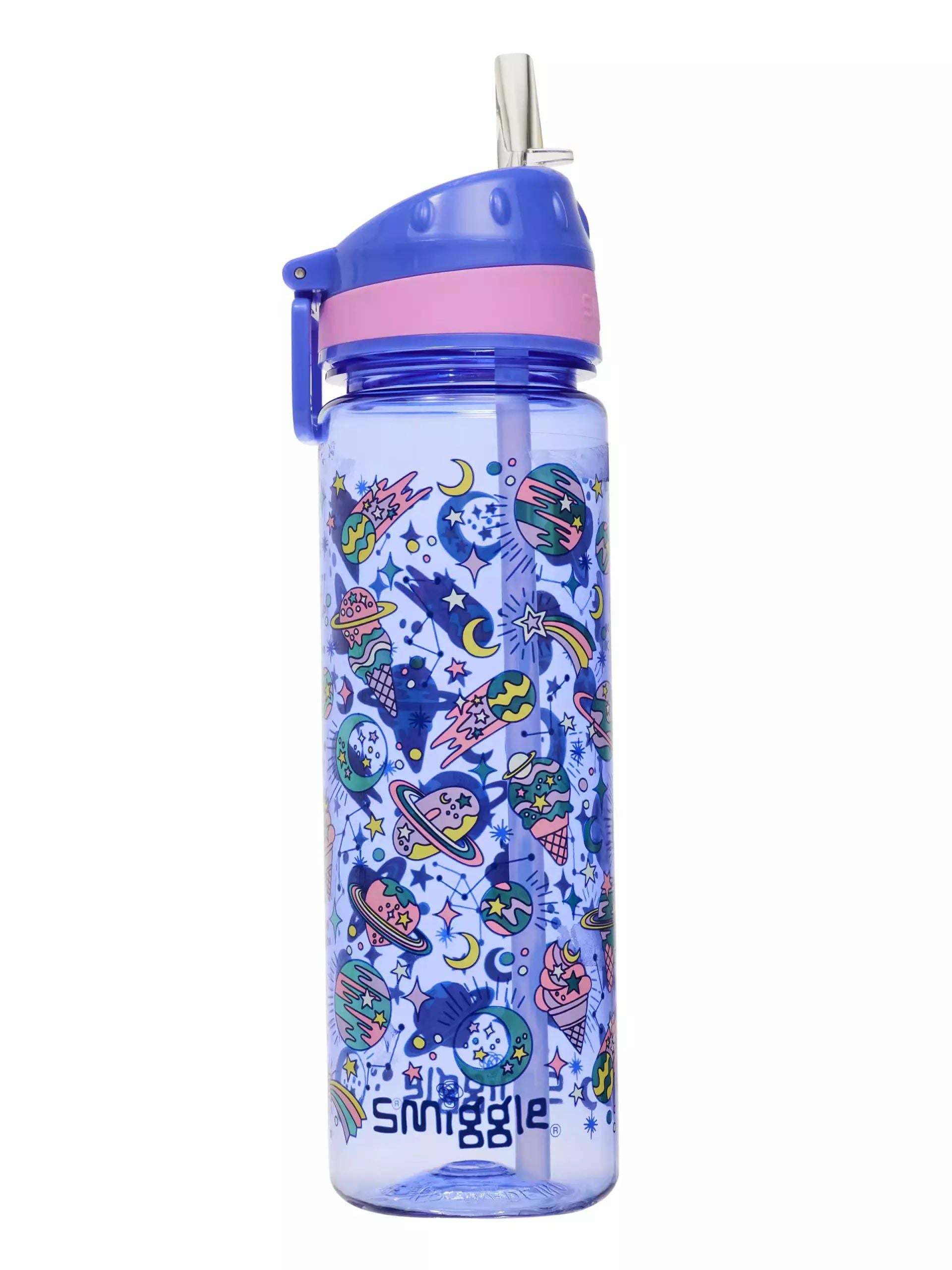 Smiggle - Botella de agua con pajita de 650 ml sin BPA