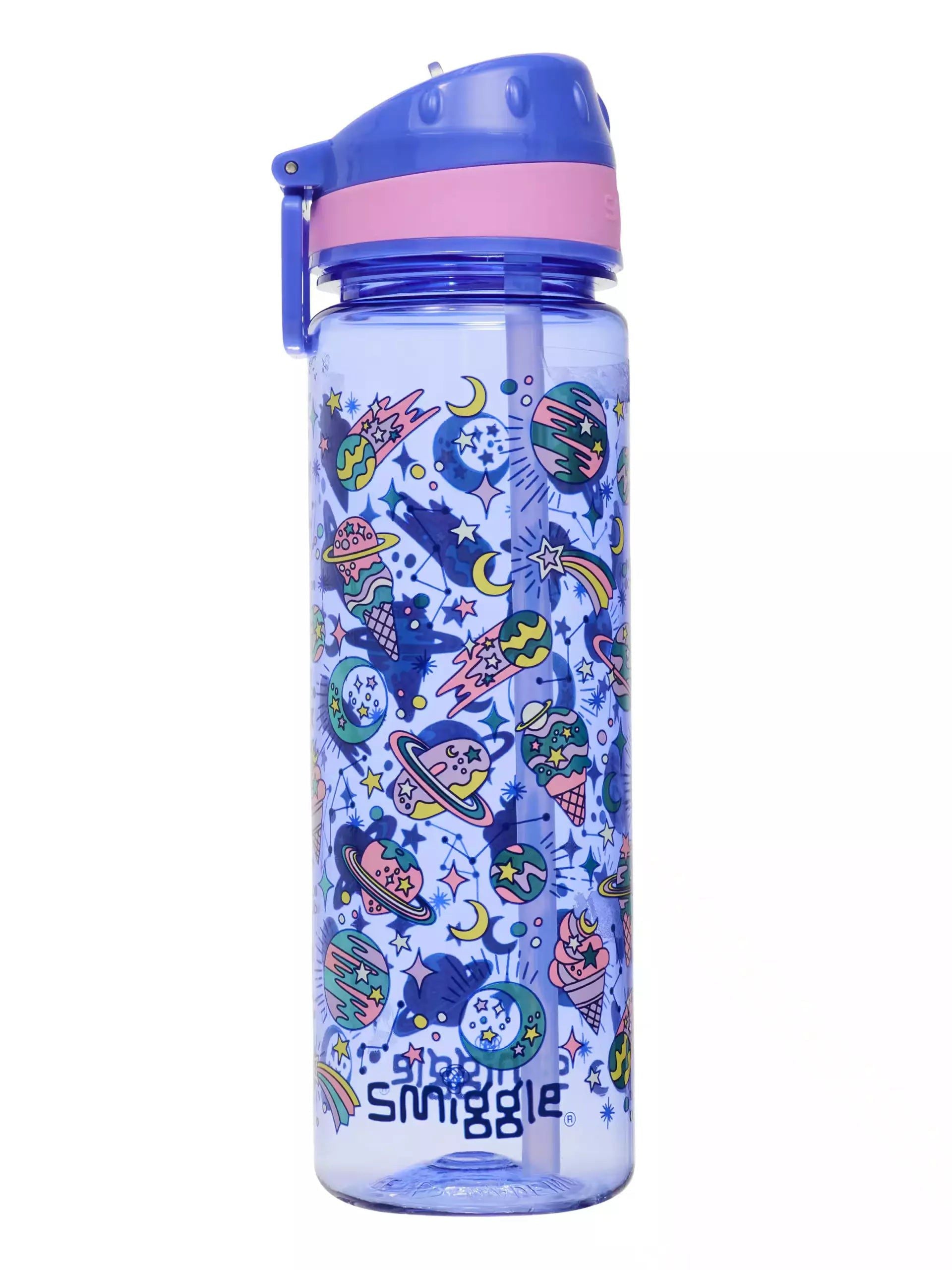 Smiggle - Botella de agua con pajita de 650 ml sin BPA
