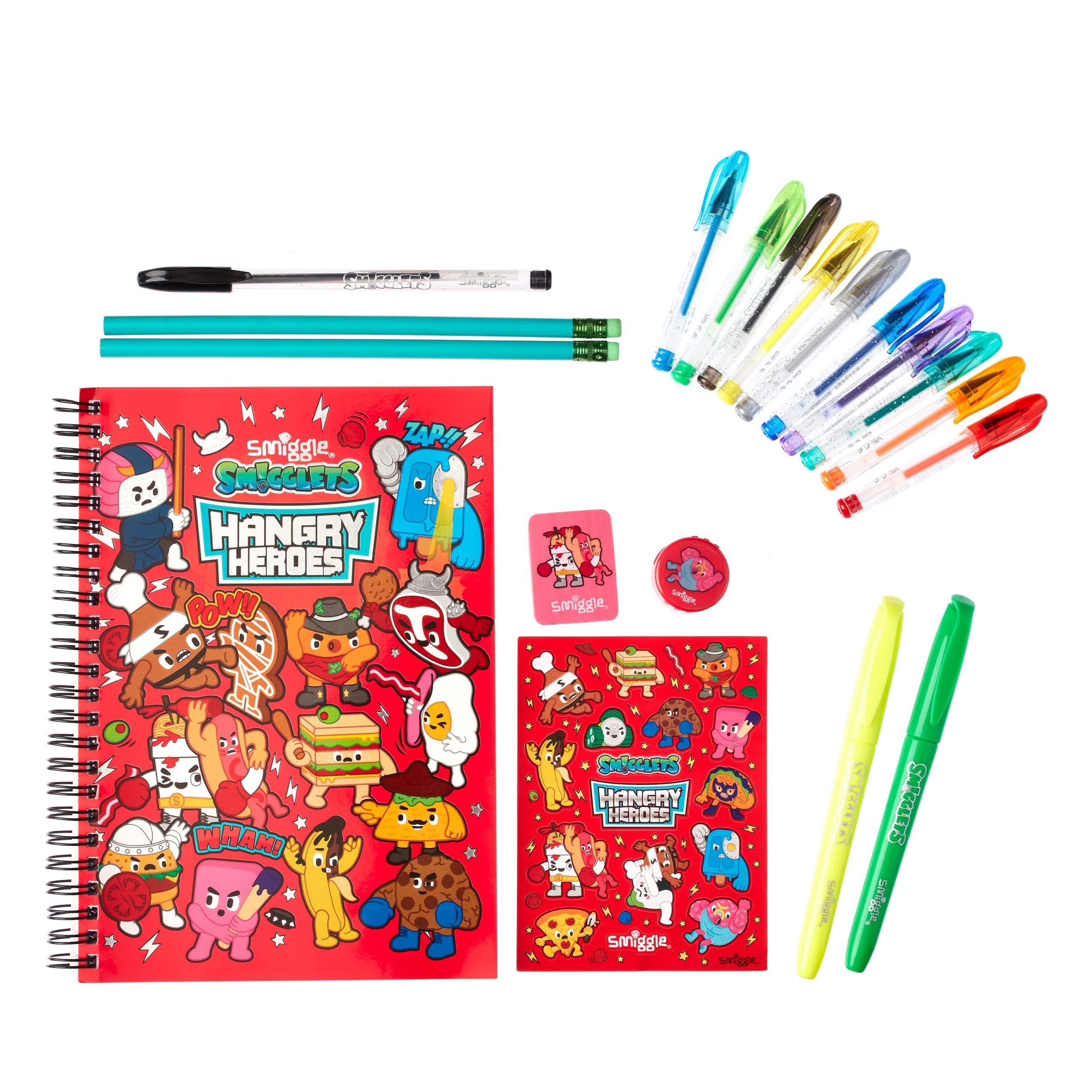 Smiggle - Set de papelería A5 Hangry Hereos Essentials