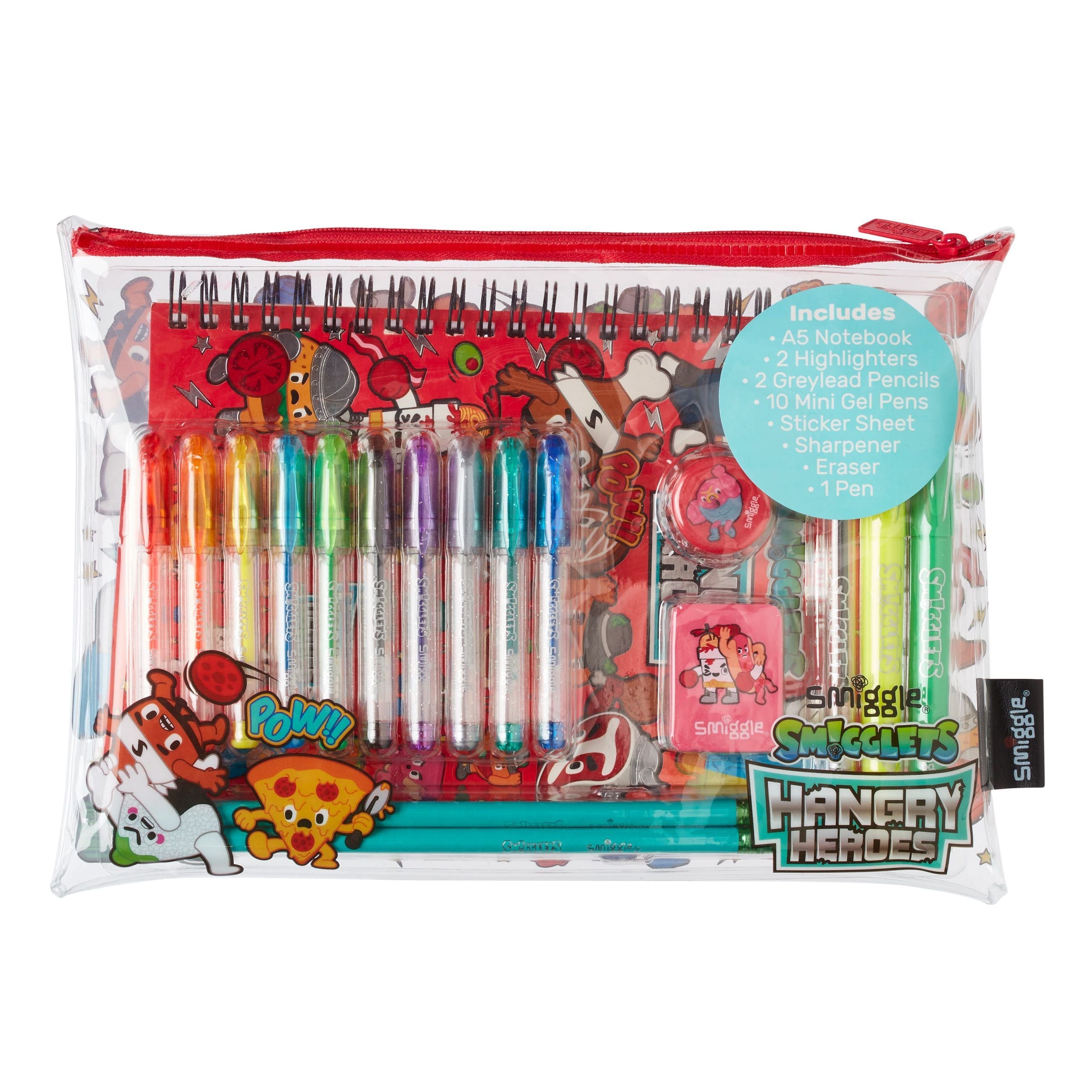 Smiggle - Set de papelería A5 Hangry Hereos Essentials