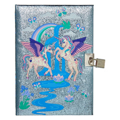 Smiggle - Cuaderno A5 con cerradura Unicornios Lejanos