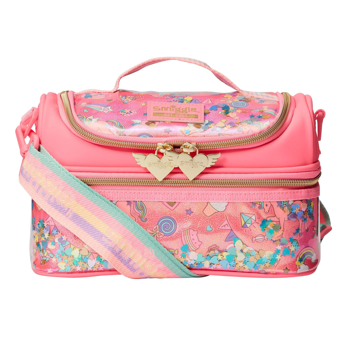 Smiggle - Fiambrera de doble compartimento Fiesta con correa
