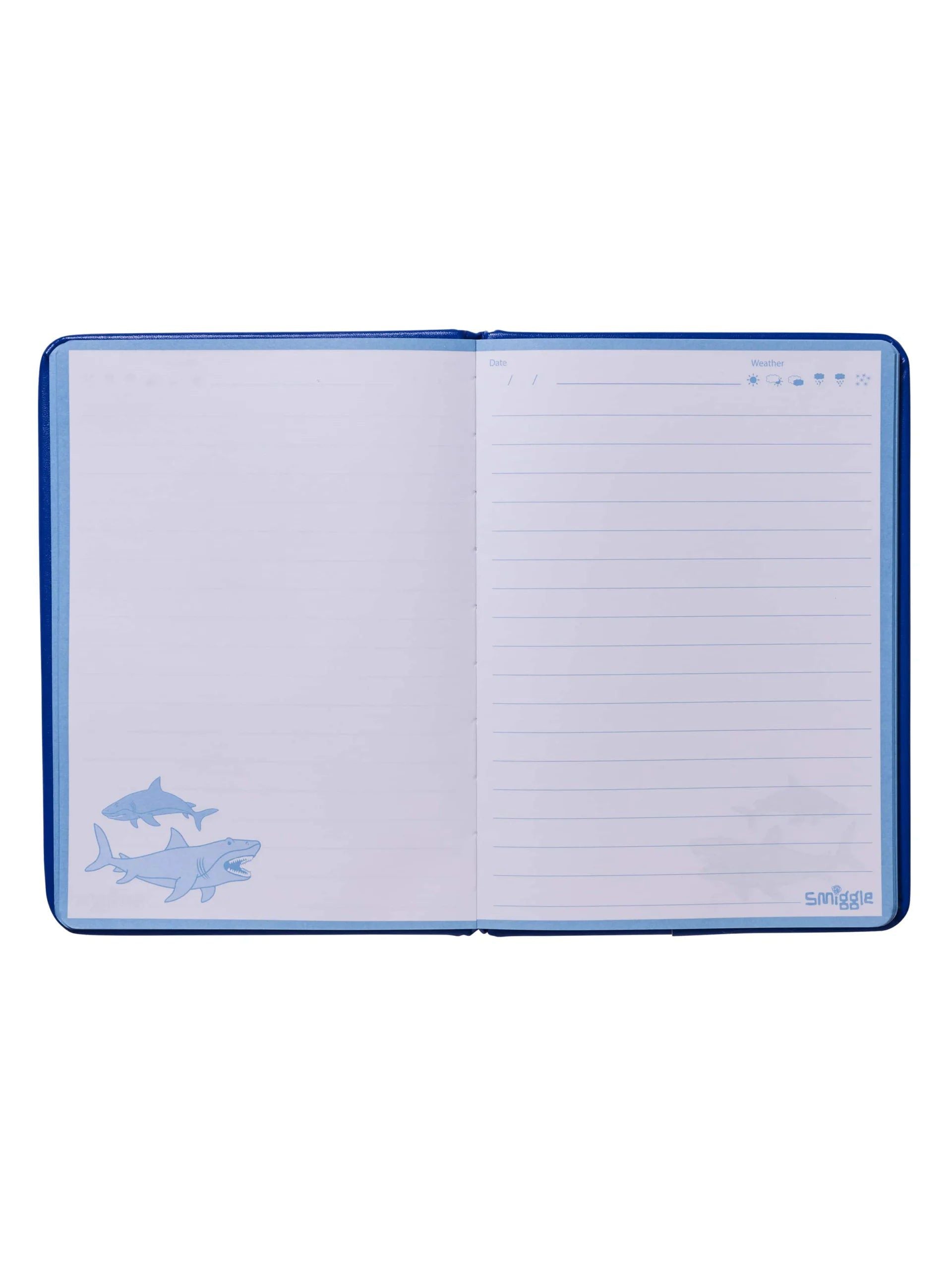 Smiggle - Cuaderno A5 rayado con diseño de tiburón flotante