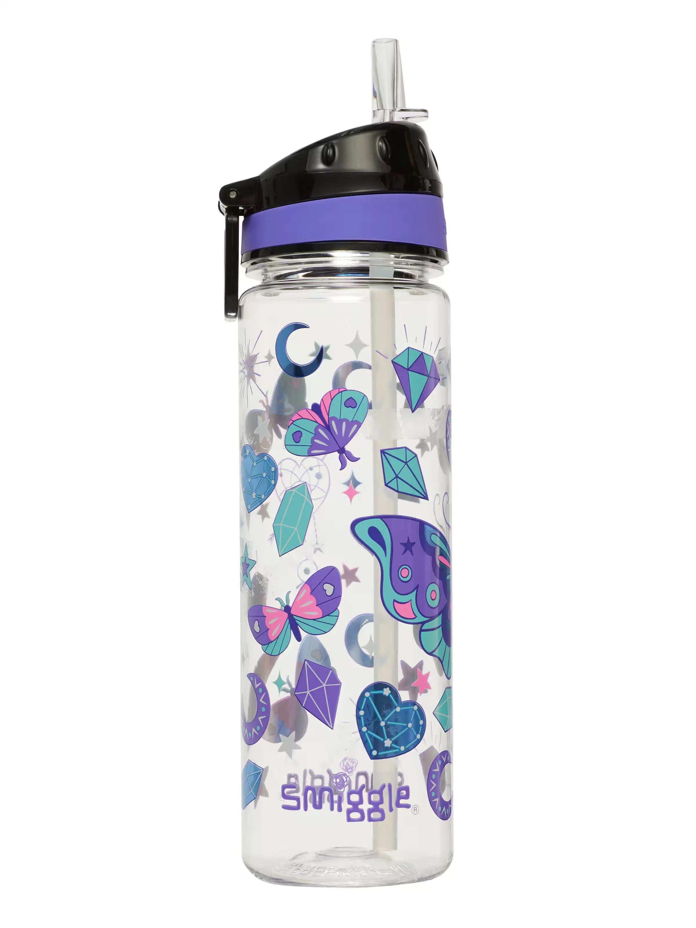 Smiggle - Botella de Agua sin BPA con Pajita de 650 ml Fly High