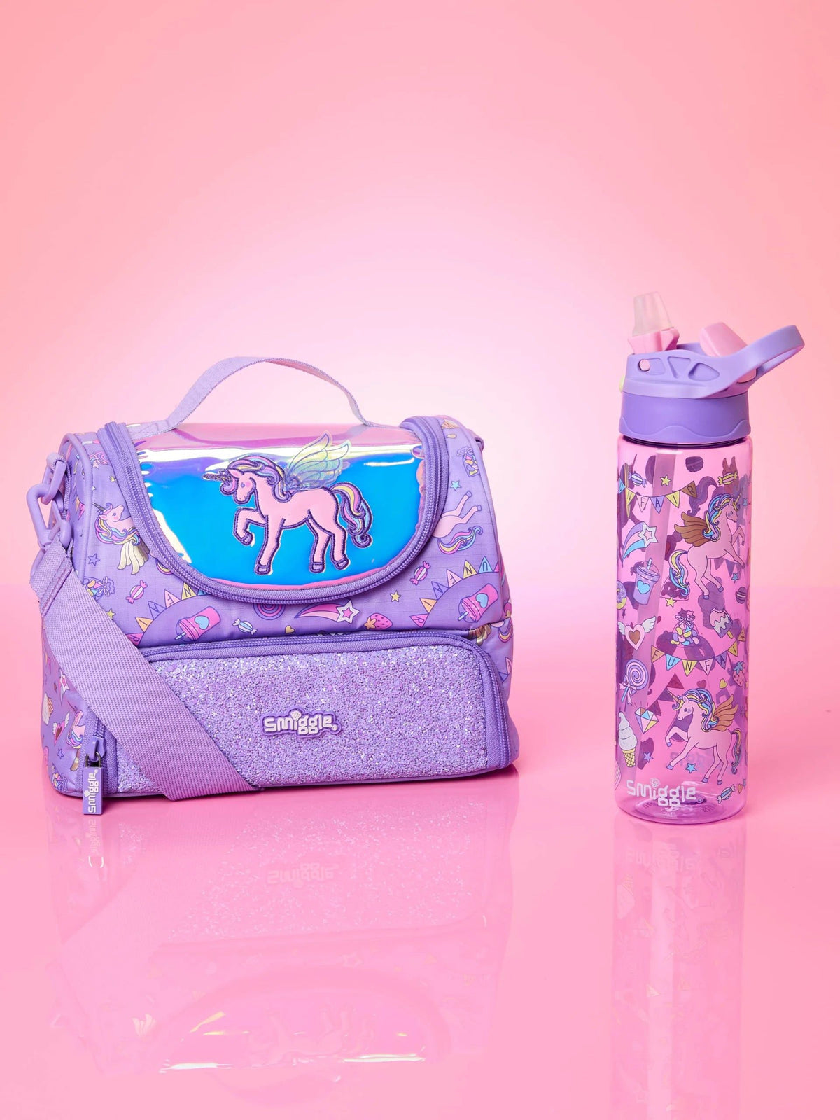 Smiggle - Botella de agua con pajita de 650 ml sin BPA Fun Fair