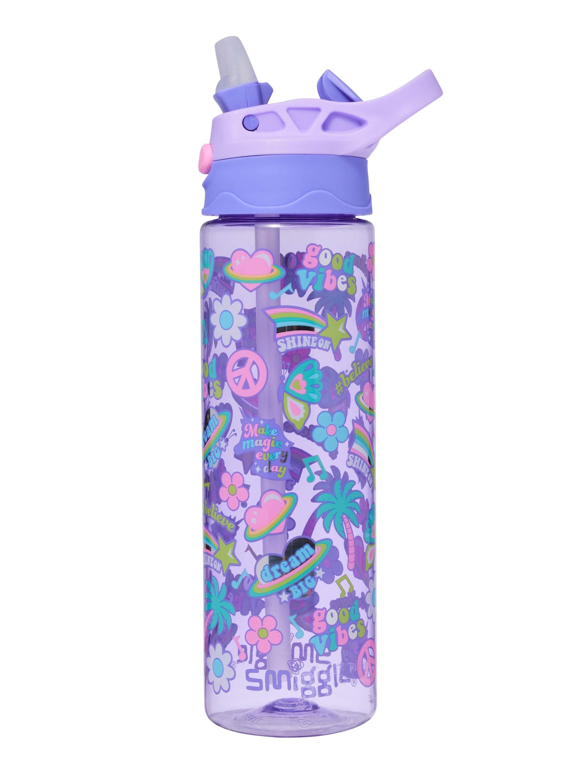 Smiggle - Botella de Agua sin BPA con Boquilla Automática All Stars de 650 ml