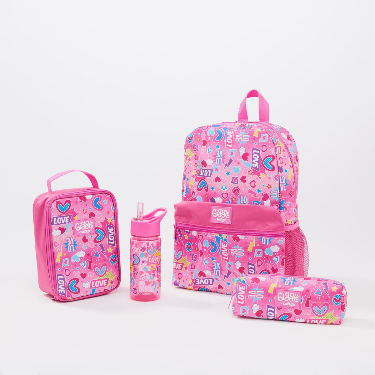 Smiggle - Conjunto de mochila escolar de primaria Giggle de 4 piezas