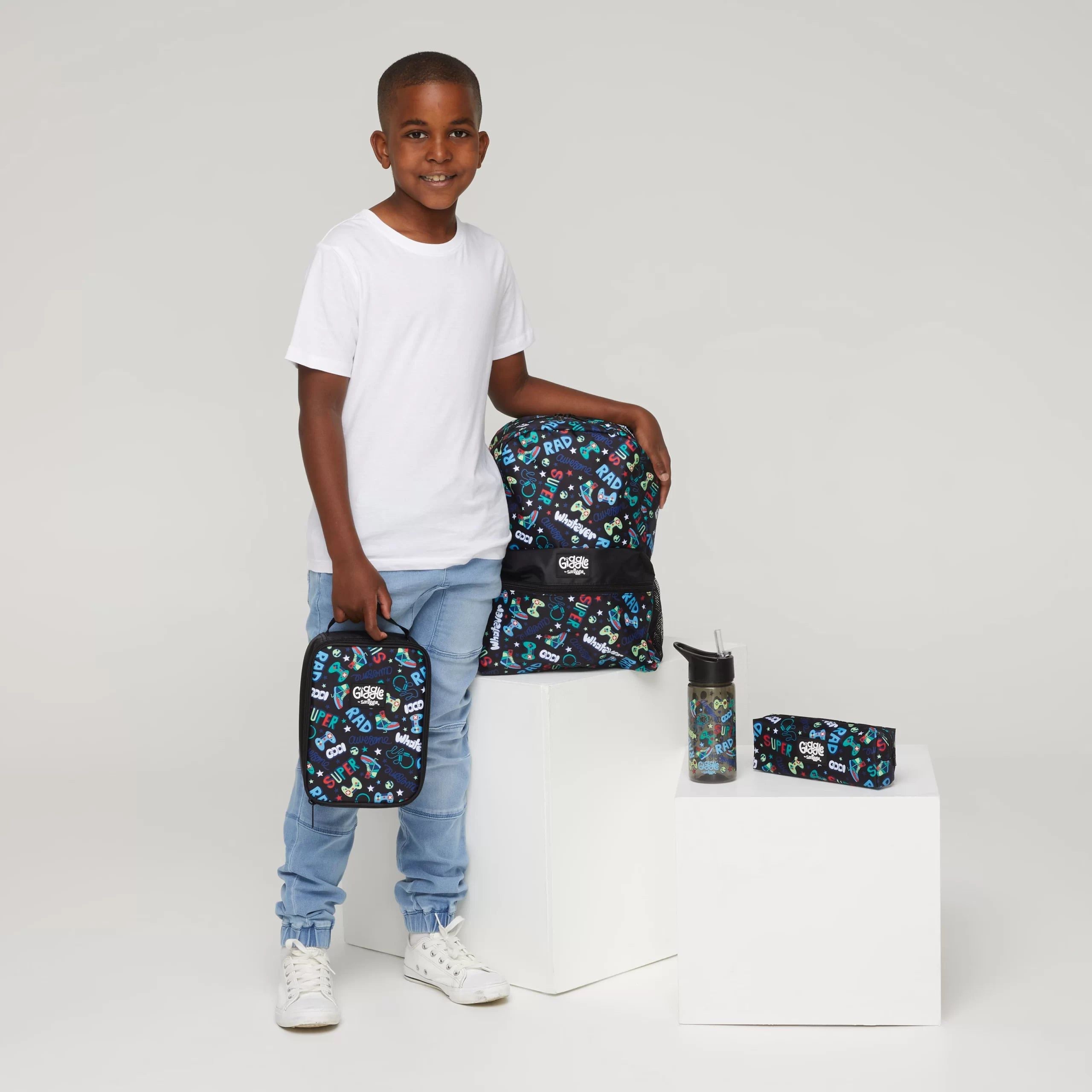Smiggle - Conjunto de mochila escolar de primaria Giggle de 4 piezas