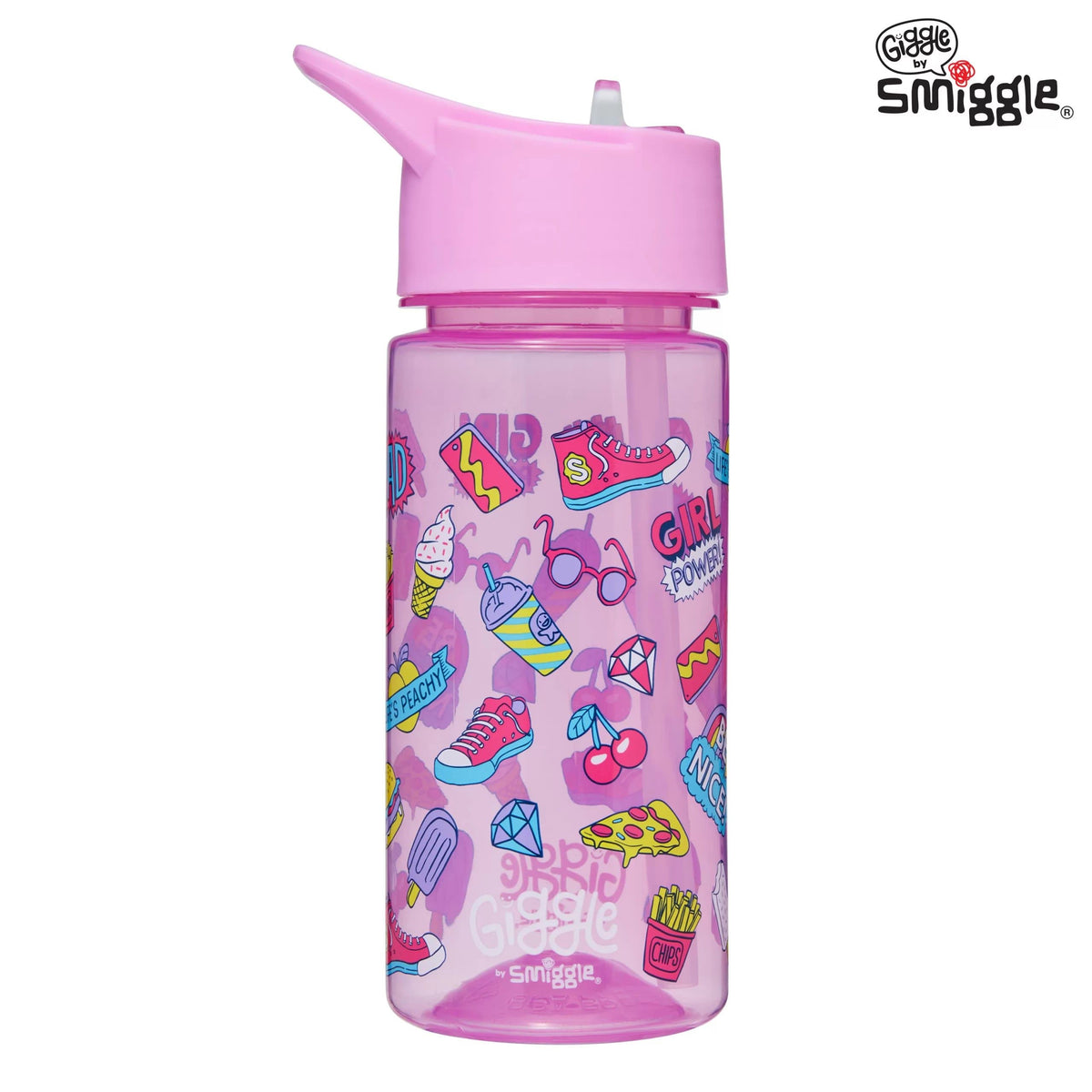 Smiggle - Cantimplora con pajita sin BPA de 450 ml Giggle