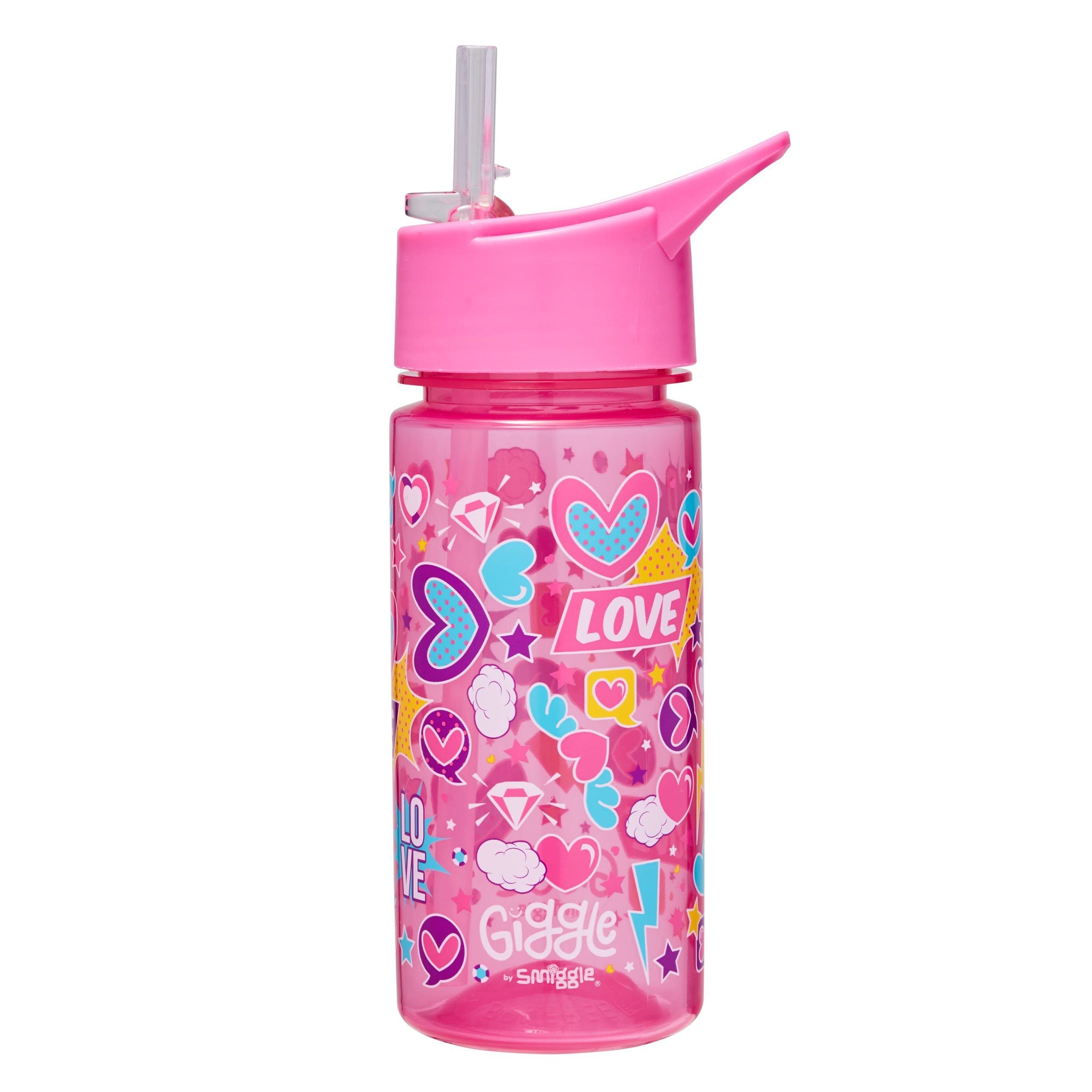 Smiggle - Giggle Vaso de 450 ml con pajita y cierre automático