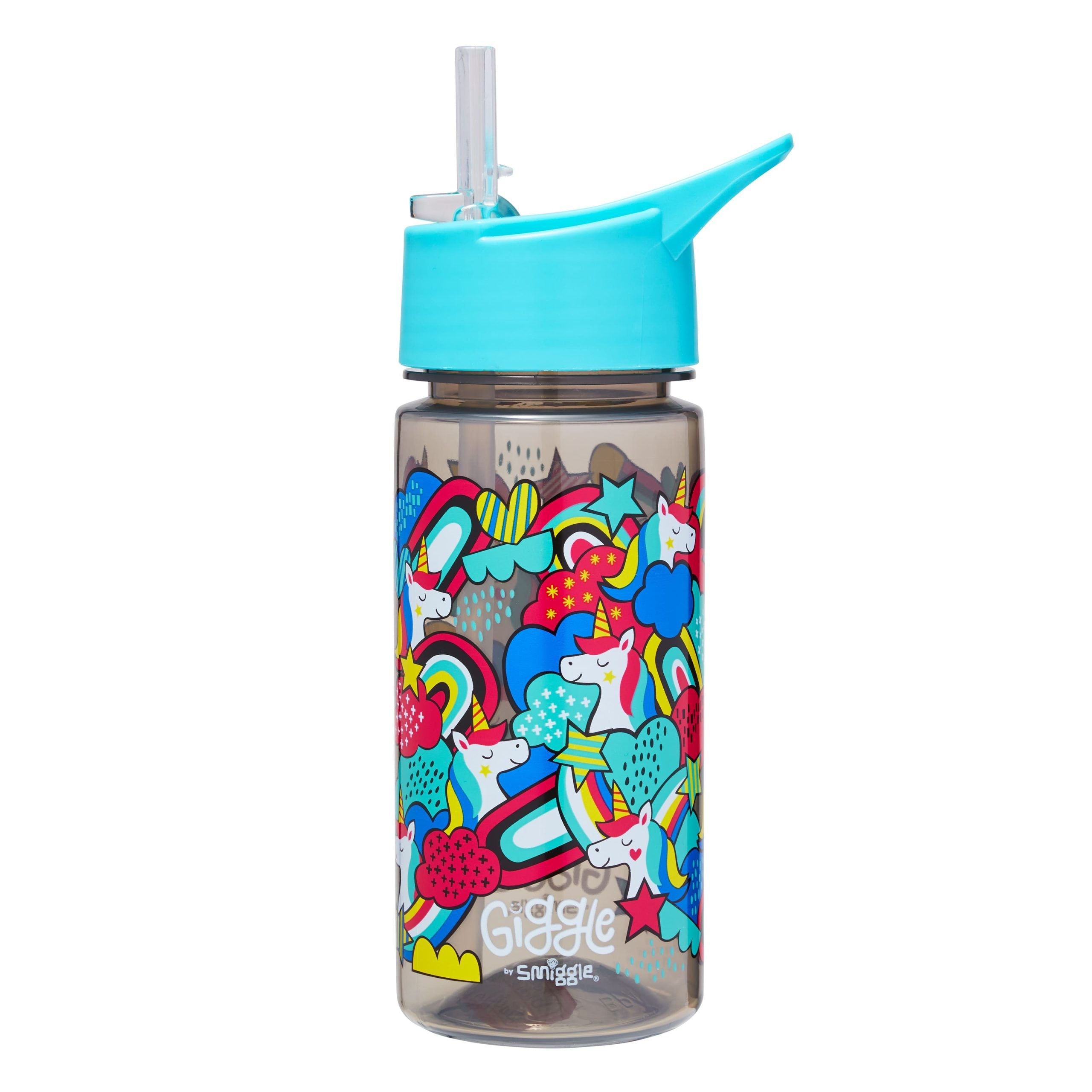 Smiggle - Giggle Vaso de 450 ml con pajita y cierre automático