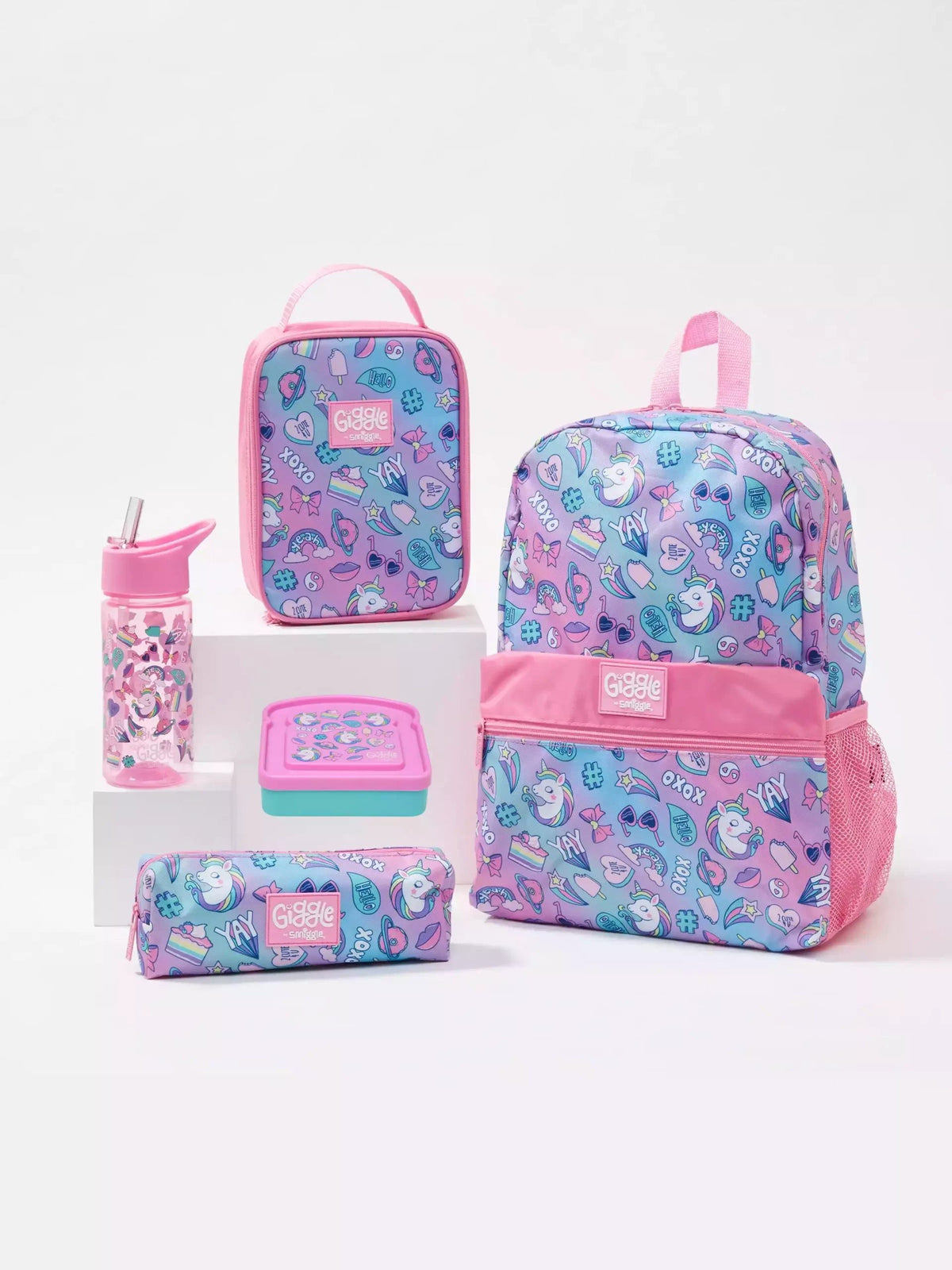 Smiggle - Conjunto de mochila escolar Giggle 4 en 1