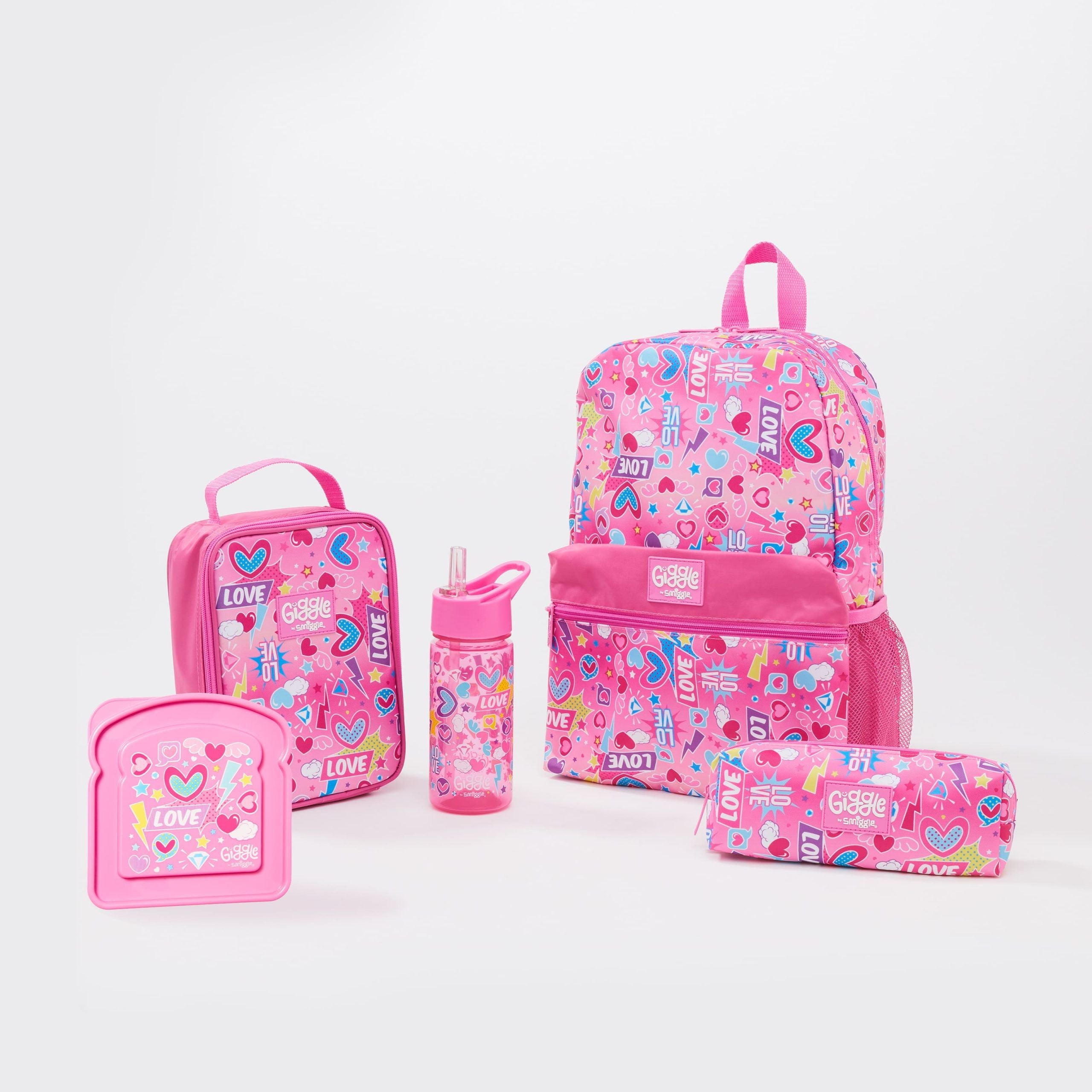Smiggle - Juego de mochila escolar con fiambrera Giggle