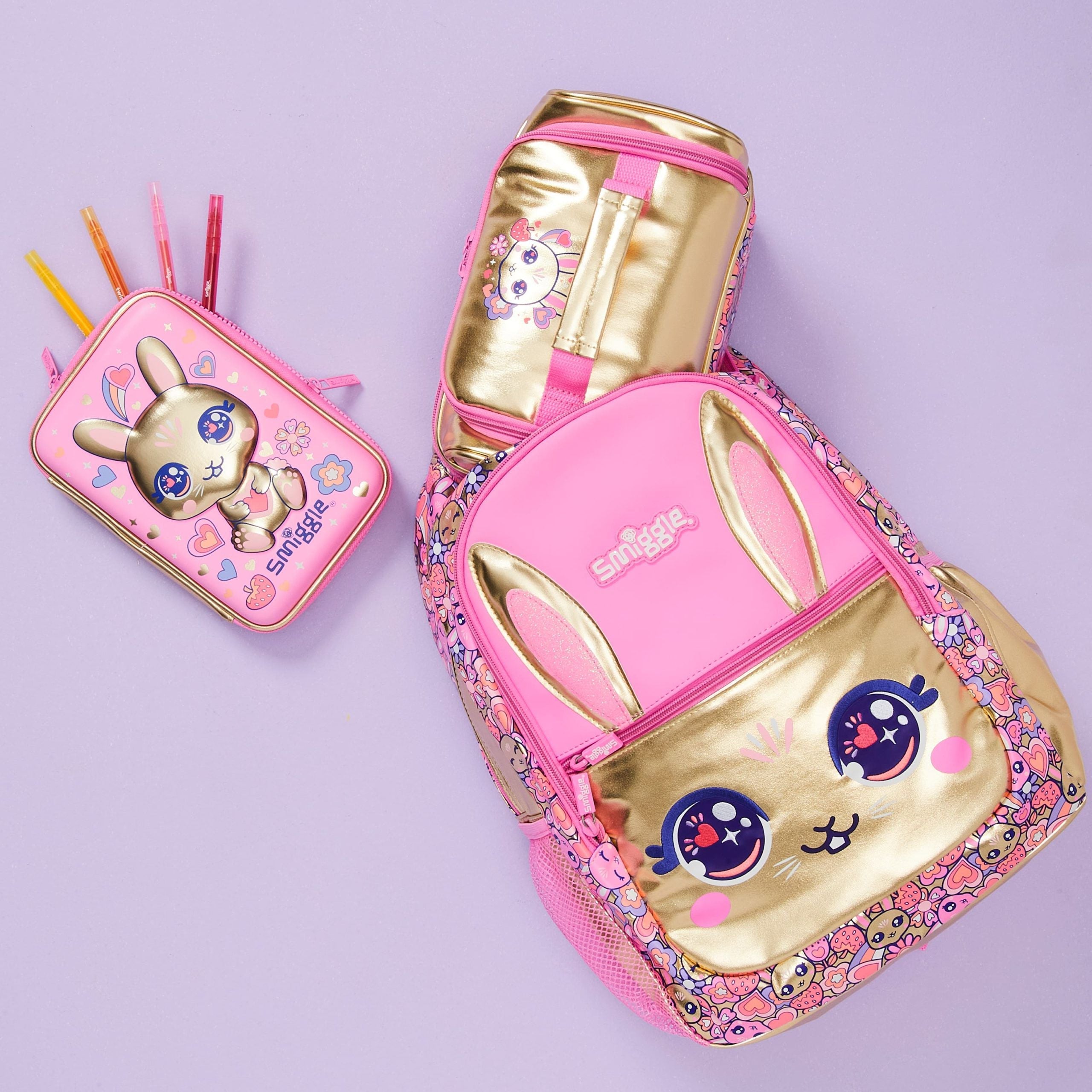 Smiggle - Mochila clásica Gold Budz con personaje