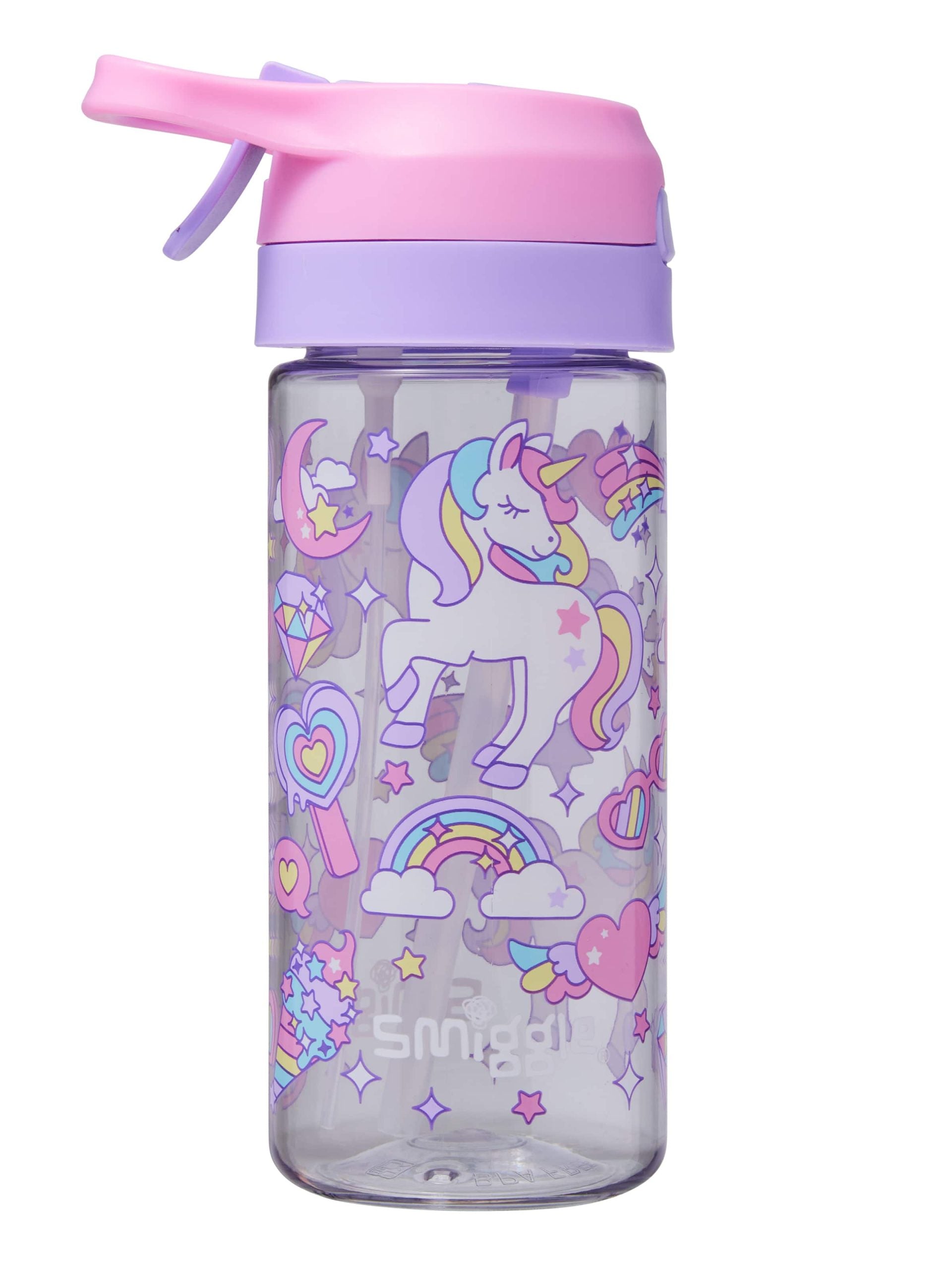 Smiggle - Botella de agua sin BPA Junior de 450 ml con chorro de agua