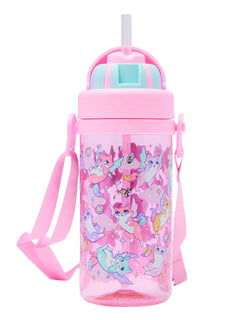 Smiggle - Botella de Agua con Pajita Escondida Sin BPA de 400ml Happy Tales