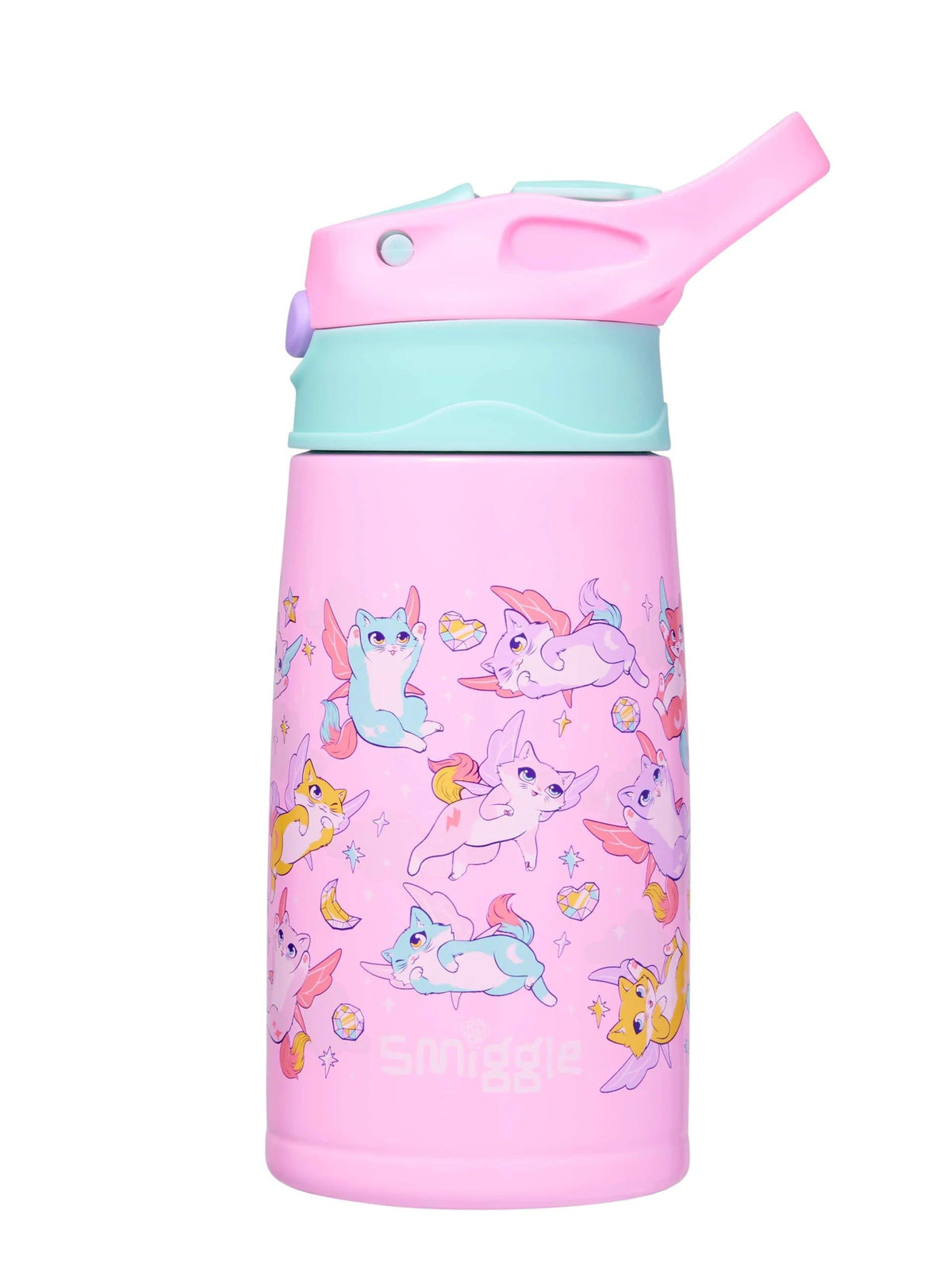 Smiggle - Happy Tales Botella de Acero con Pajita Automática 400ML