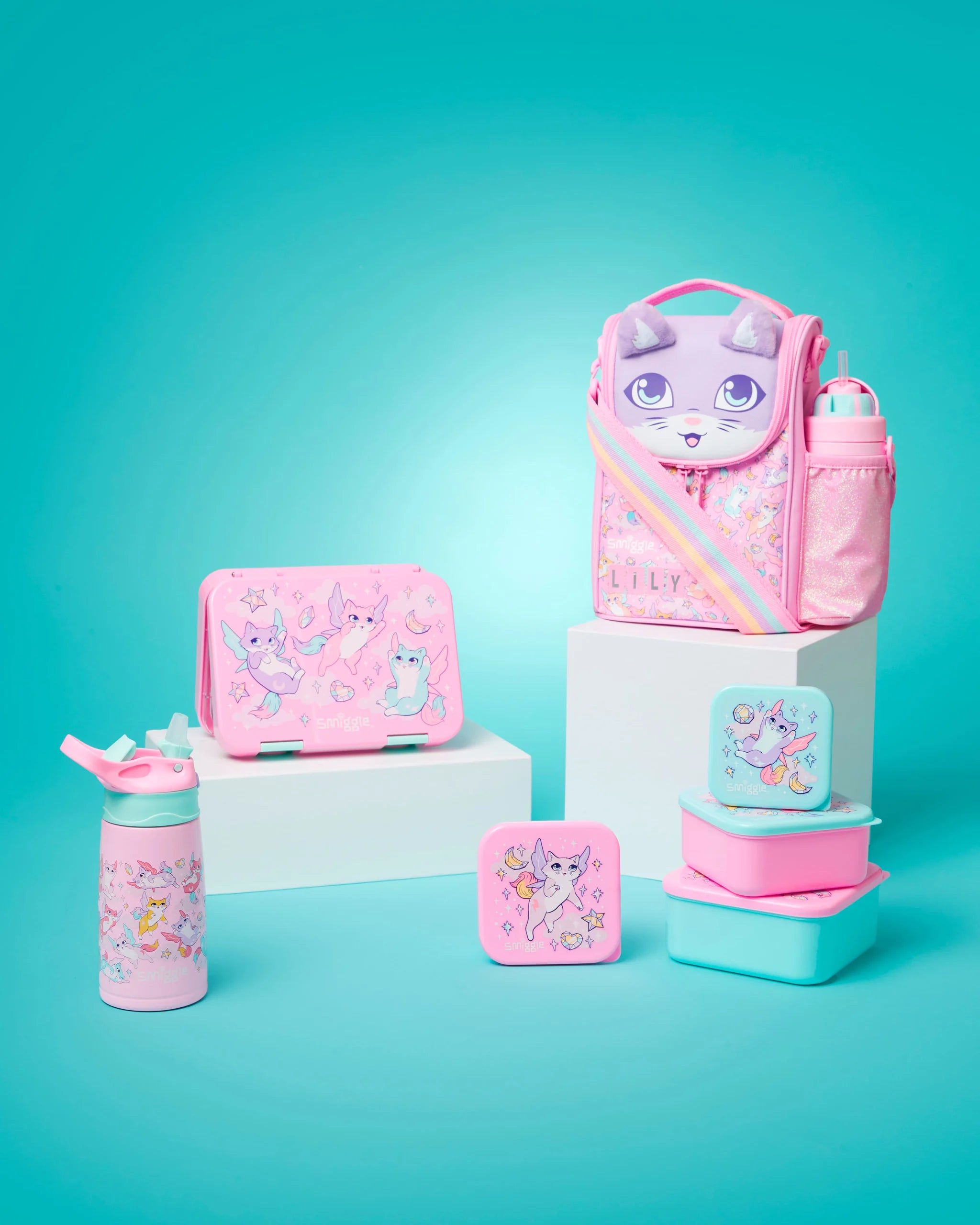 Smiggle - Happy Tales Botella de Acero con Pajita Automática 400ML
