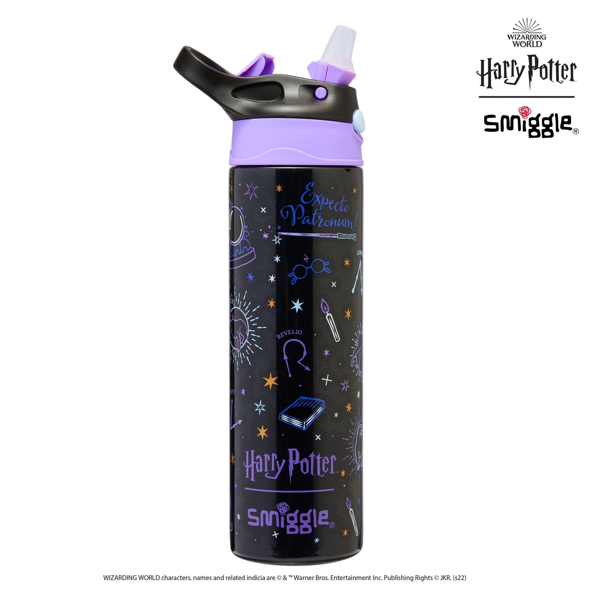 Smiggle - Botella de acero de 520 ML con pajita automática Harry Potter