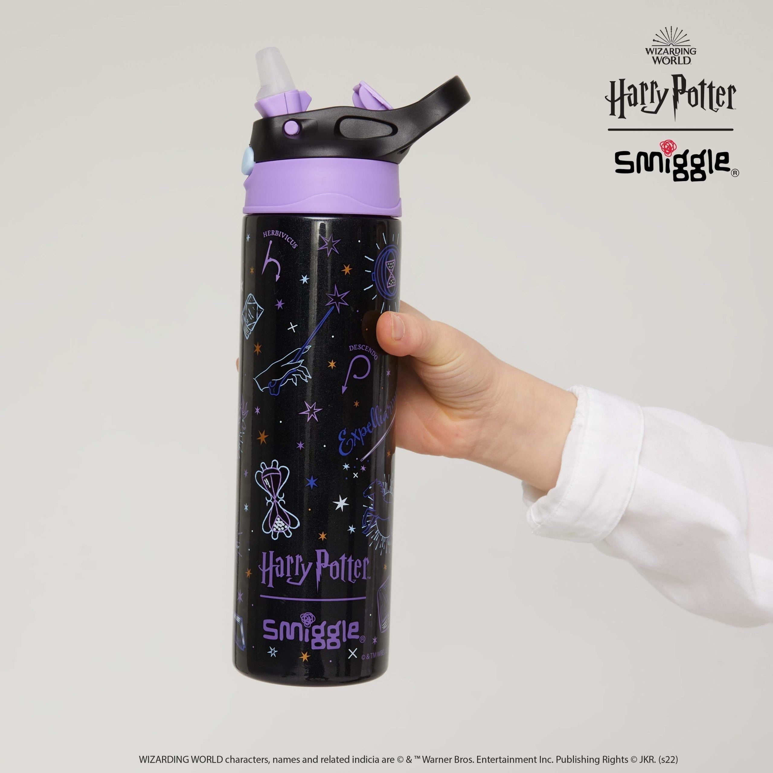 Smiggle - Botella de acero de 520 ML con pajita automática Harry Potter