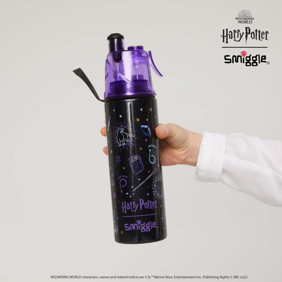 Smiggle - Botella de acero de 500 ml con pulverizador de Harry Potter
