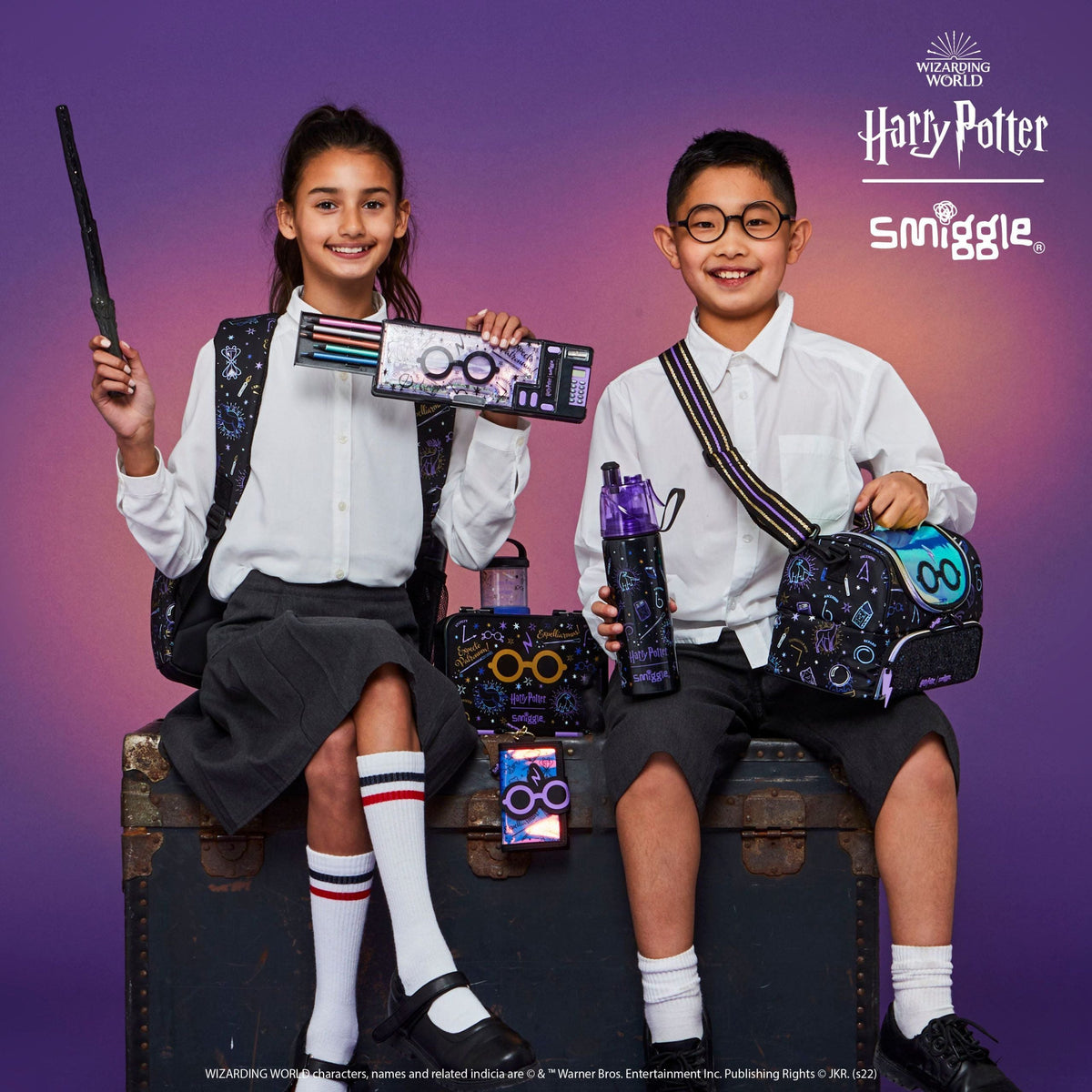 Smiggle - Botella de acero de 500 ml con pulverizador de Harry Potter