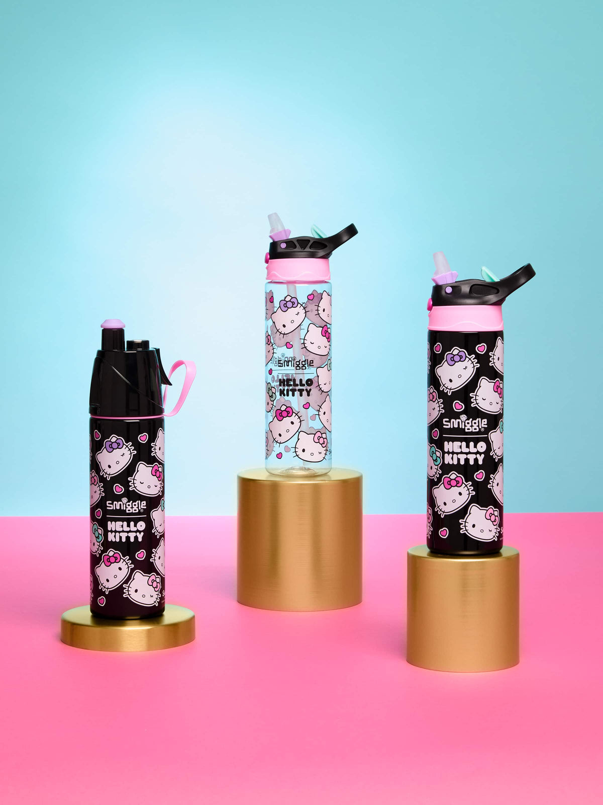 Smiggle - Botella de acero de 500 ml con pulverizador Hello Kitty