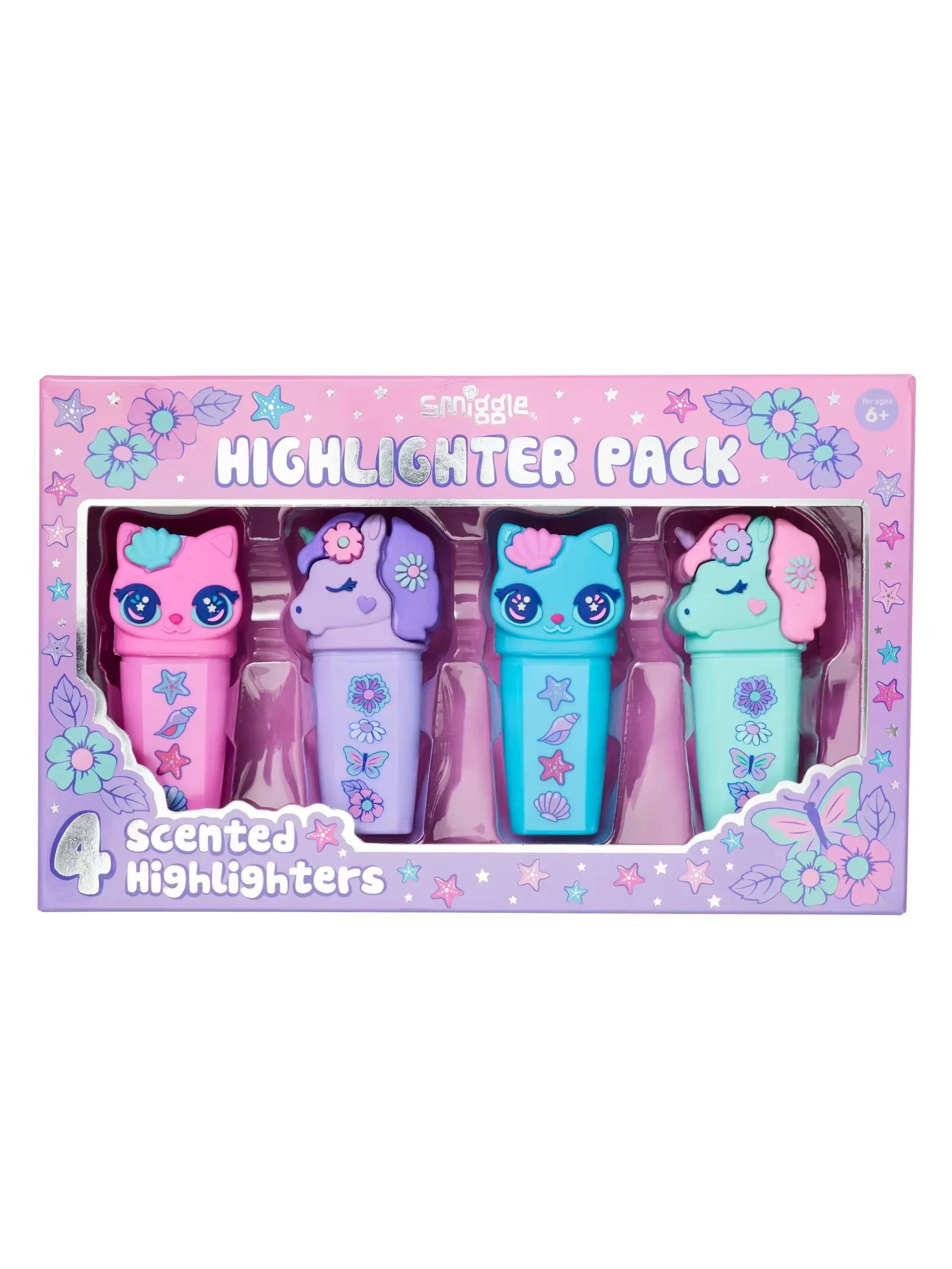 Smiggle - Paquete de 4 rotuladores fluorescentes ¡Hola!
