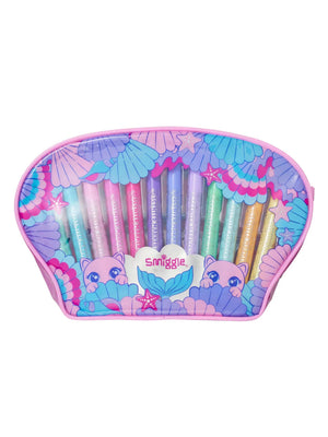 Smiggle - Juego de 12 marcadores fluorescentes perfumados y estuche "Hi There"