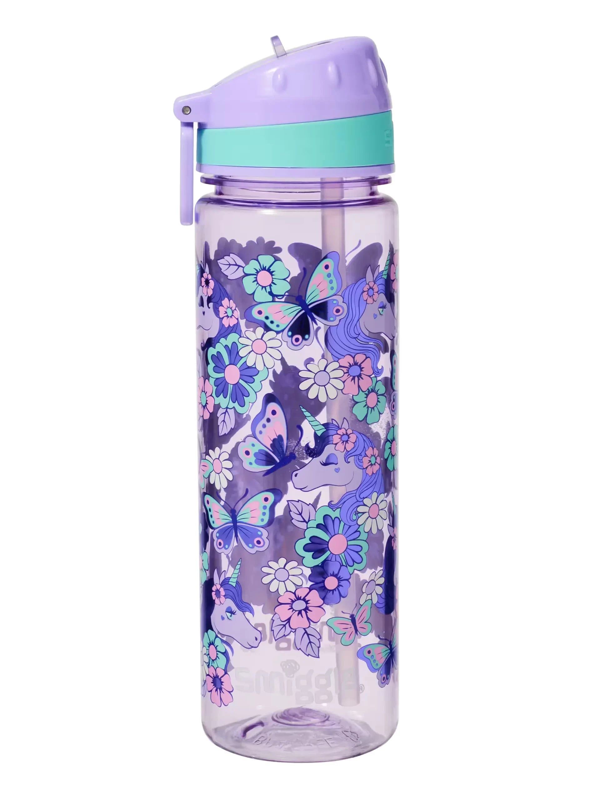 Smiggle - Botella de agua Hi There con pajita, sin BPA, 650 ml