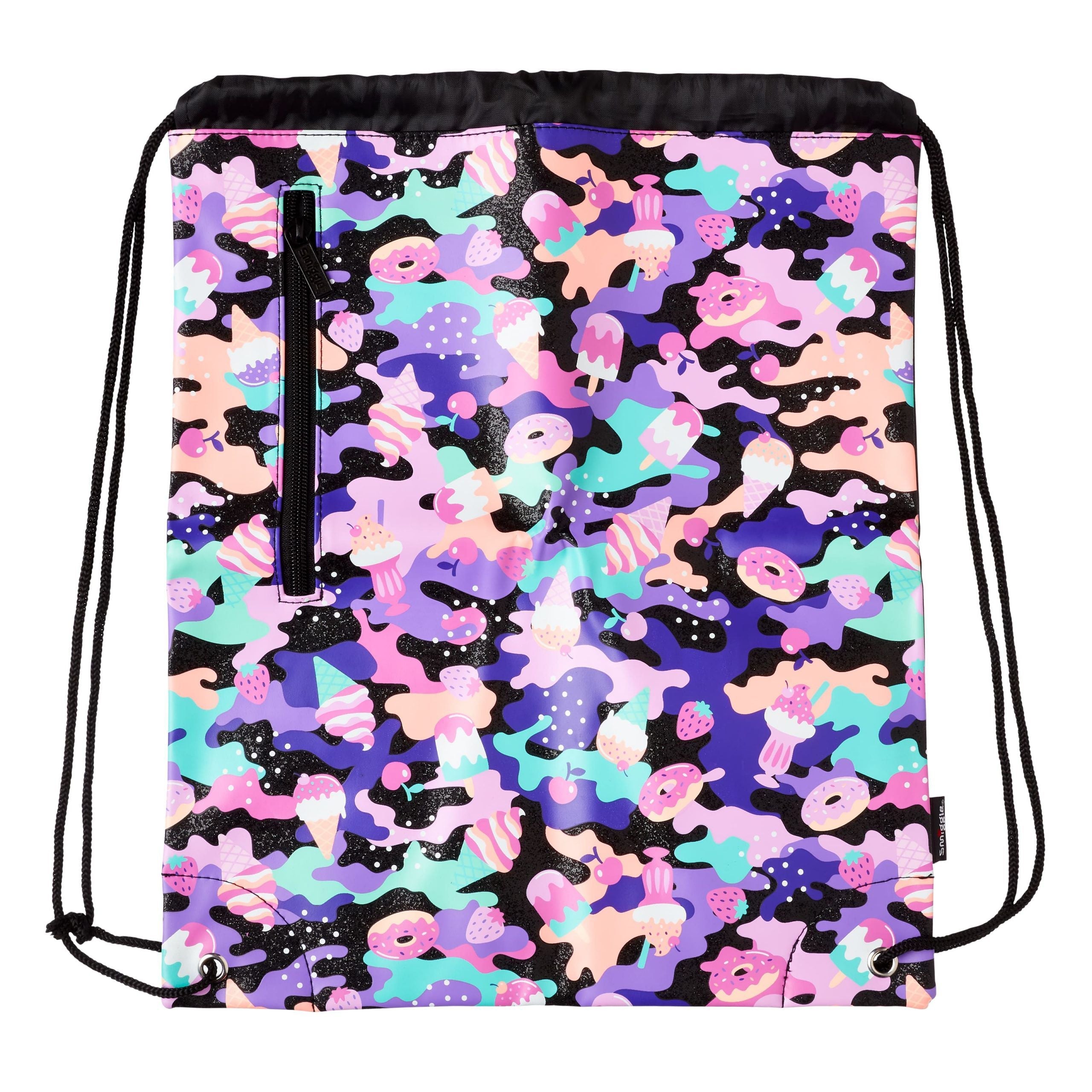 Smiggle - Mochila con cordón Hide negra y morada
