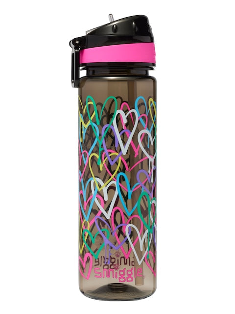 Smiggle - Yo amo las botellas de agua con pajita de 650 ml sin BPA