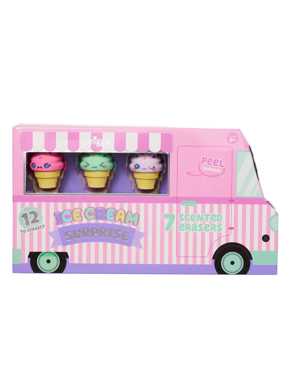 Smiggle - Pack de 7 gomas de borrar sorpresa perfumadas de helado