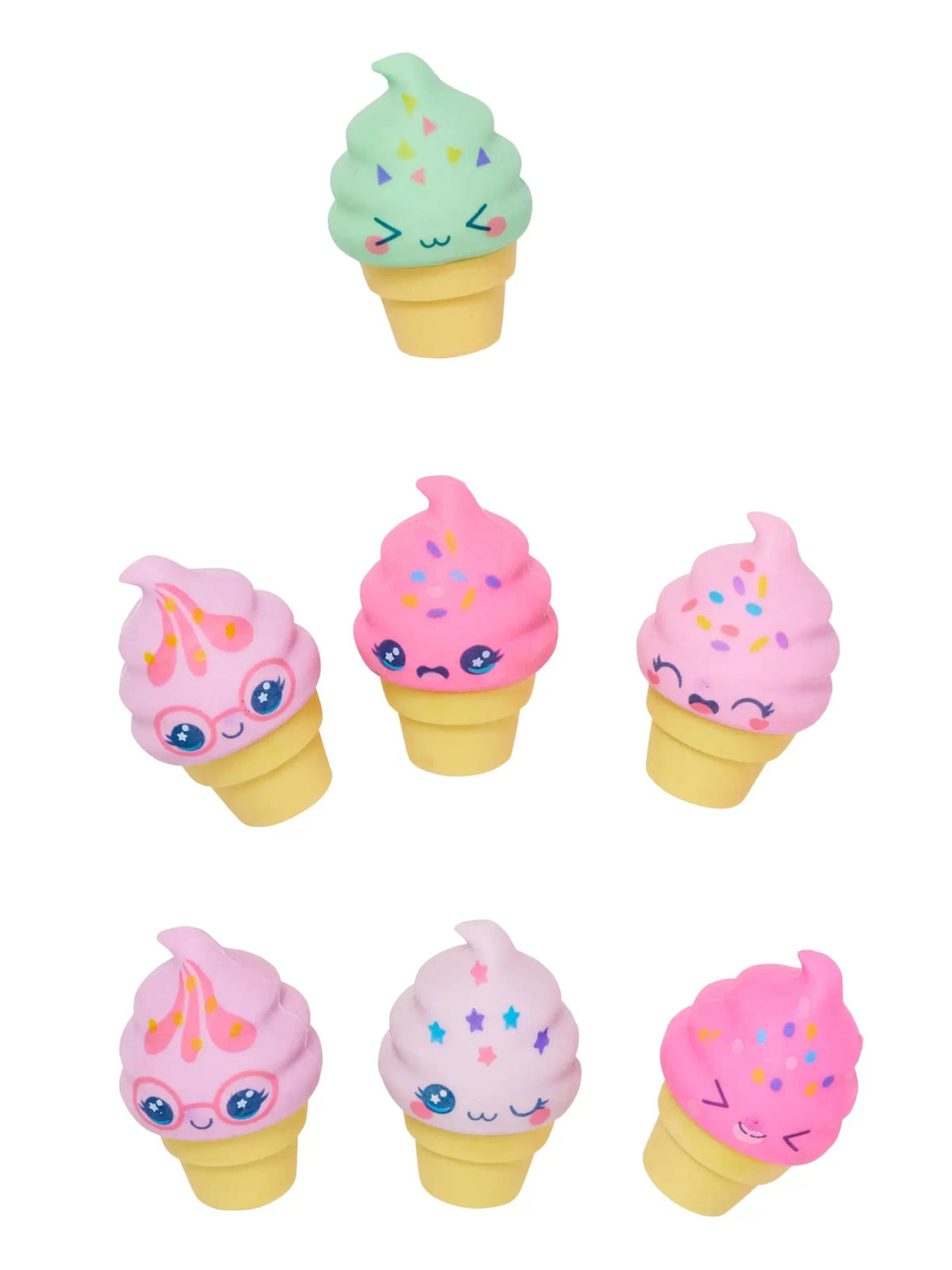 Smiggle - Pack de 7 gomas de borrar sorpresa perfumadas de helado