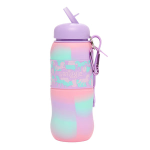 Smiggle – Cantimplora Plegable de Silicona con Pajita Illusion Unicorn de 600 ml sin BPA