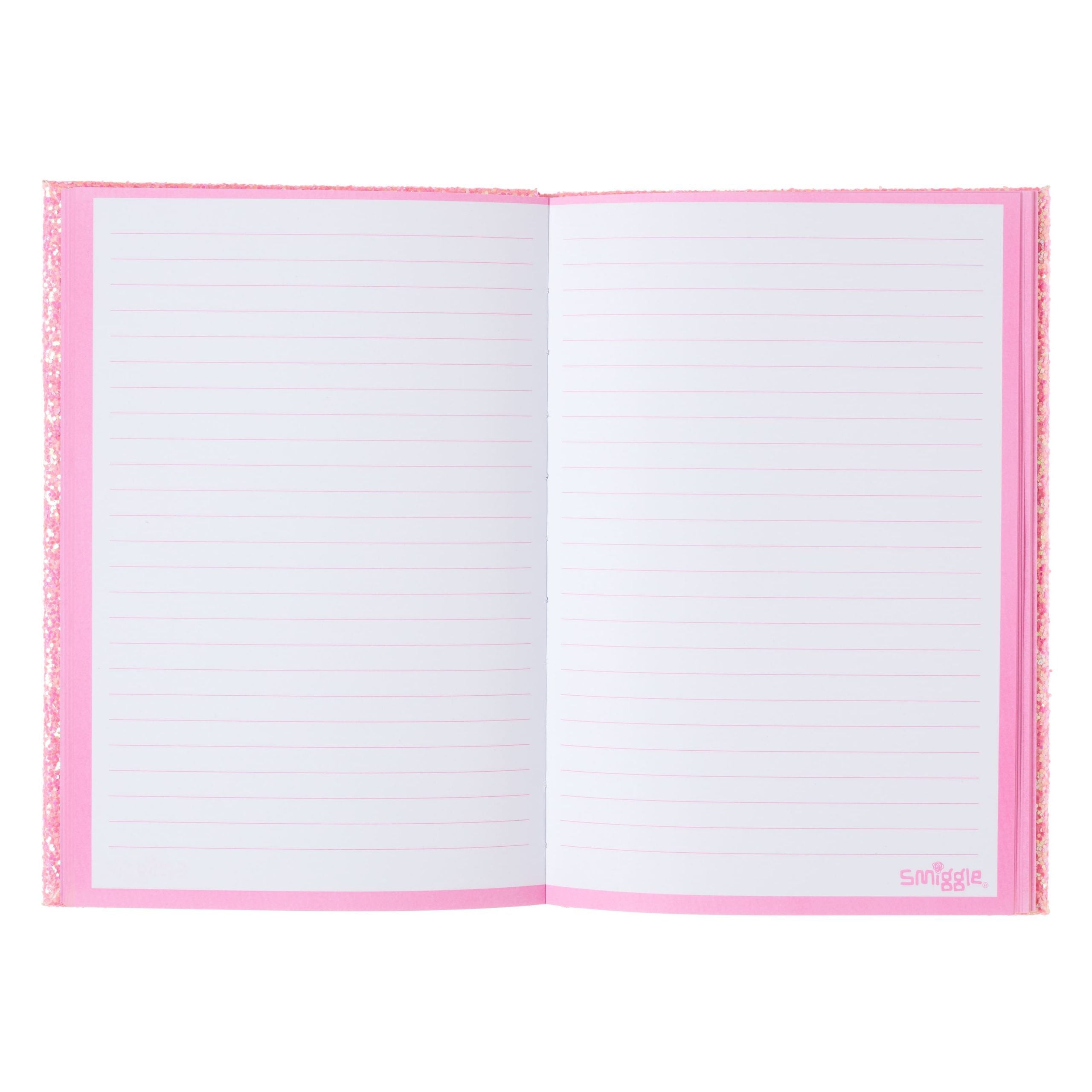 Smiggle - Cuaderno A5 rosa con letras del alfabeto iluminadas