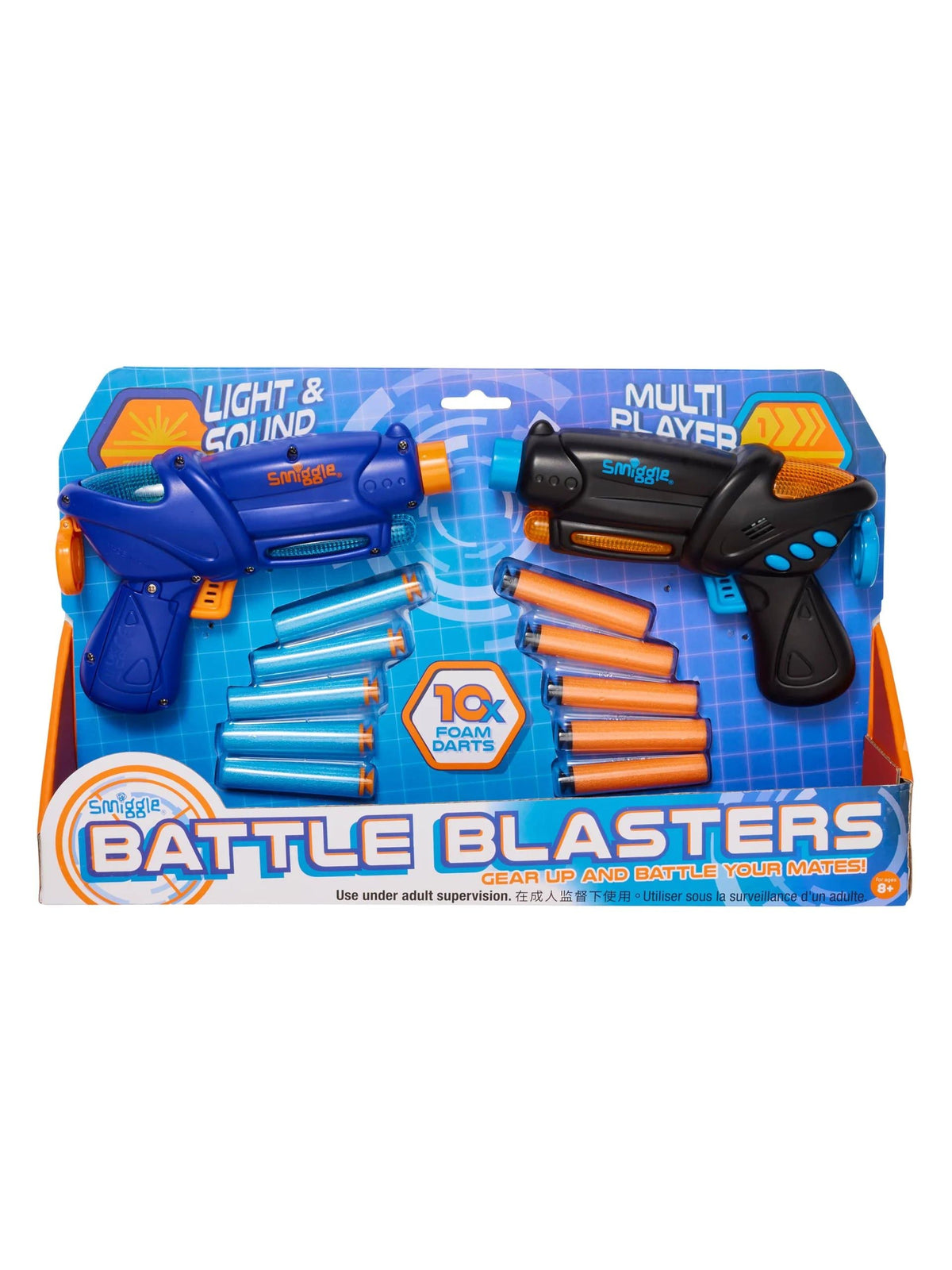 Smiggle - Juego de 2 pistolas de juguete lanzadardos con luces y sonidos