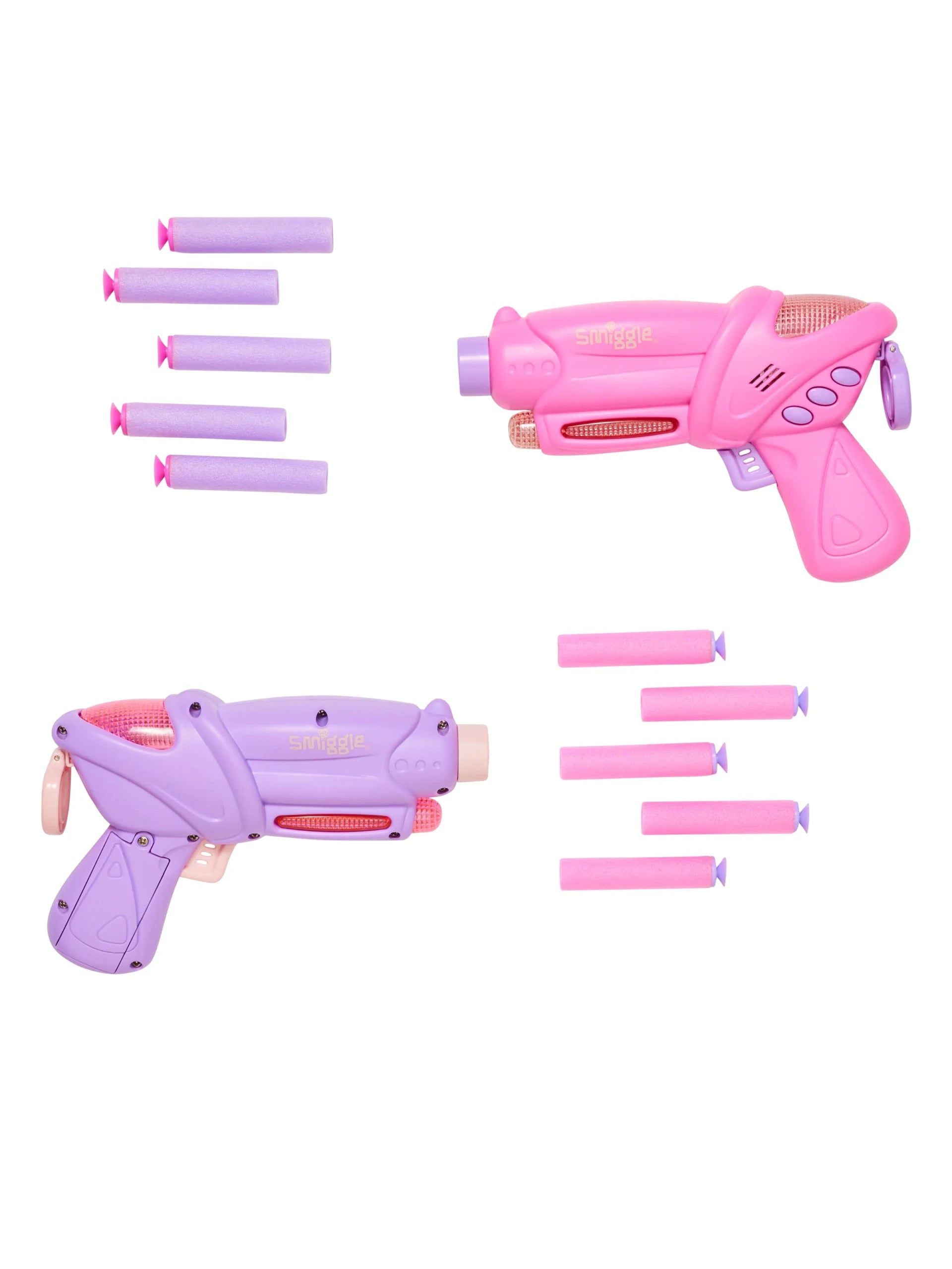 Smiggle - Juego de 2 pistolas de juguete lanzadardos con luces y sonidos