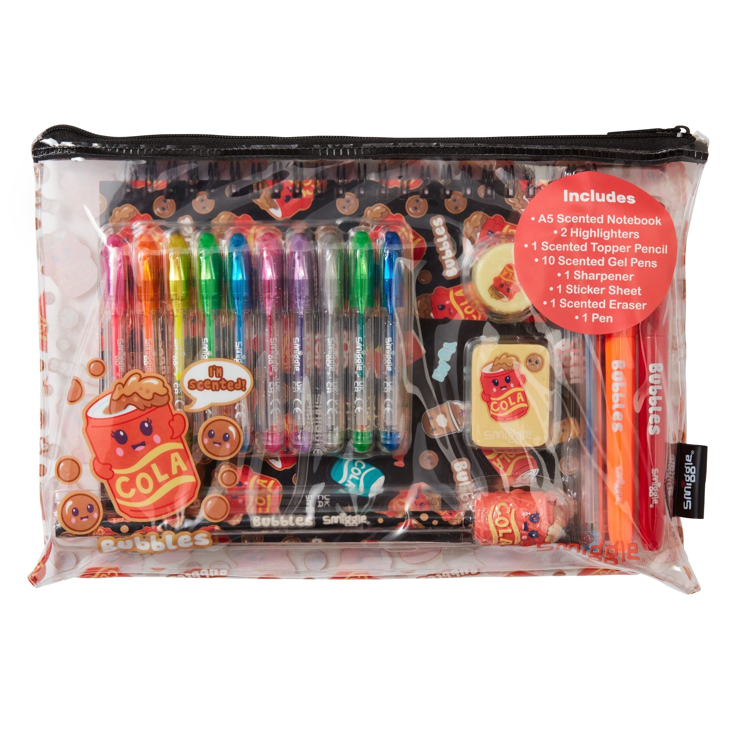 Smiggle - Cuaderno A5 perfumado y set de papelería