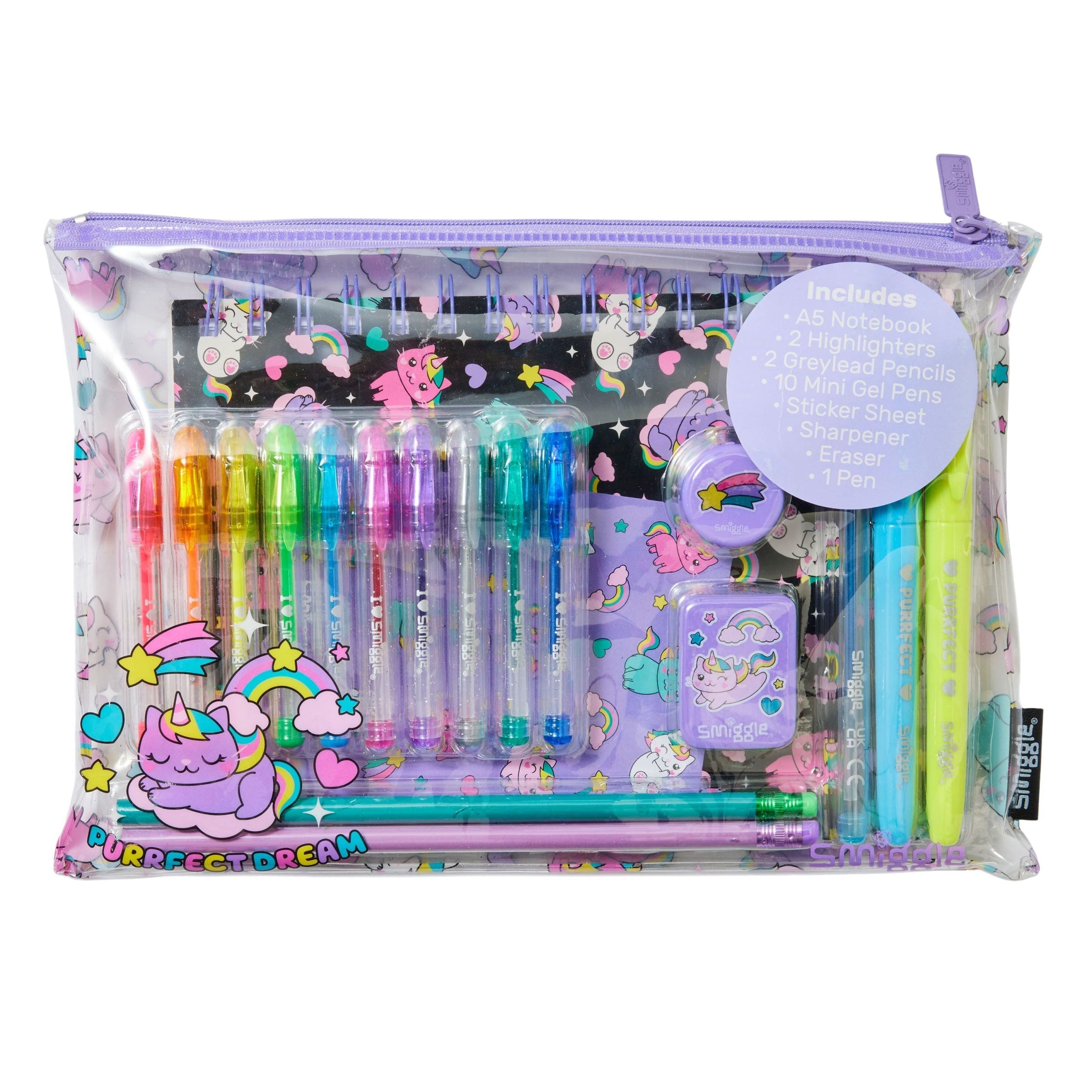 Smiggle - Cuaderno A5 perfumado y set de papelería