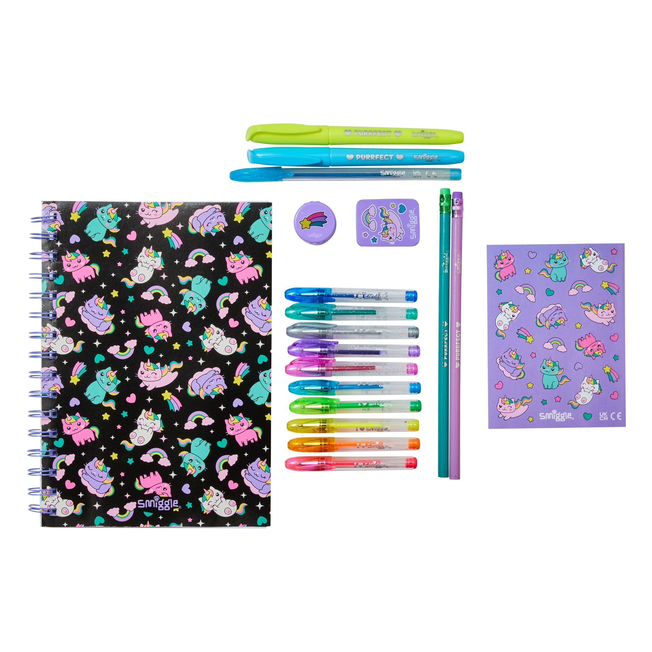 Smiggle - Cuaderno A5 perfumado y set de papelería