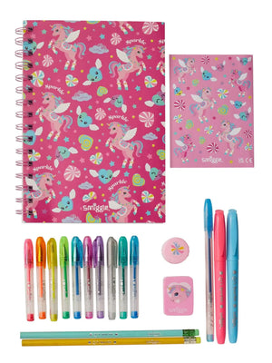 Smiggle - Cuaderno A5 perfumado y set de papelería
