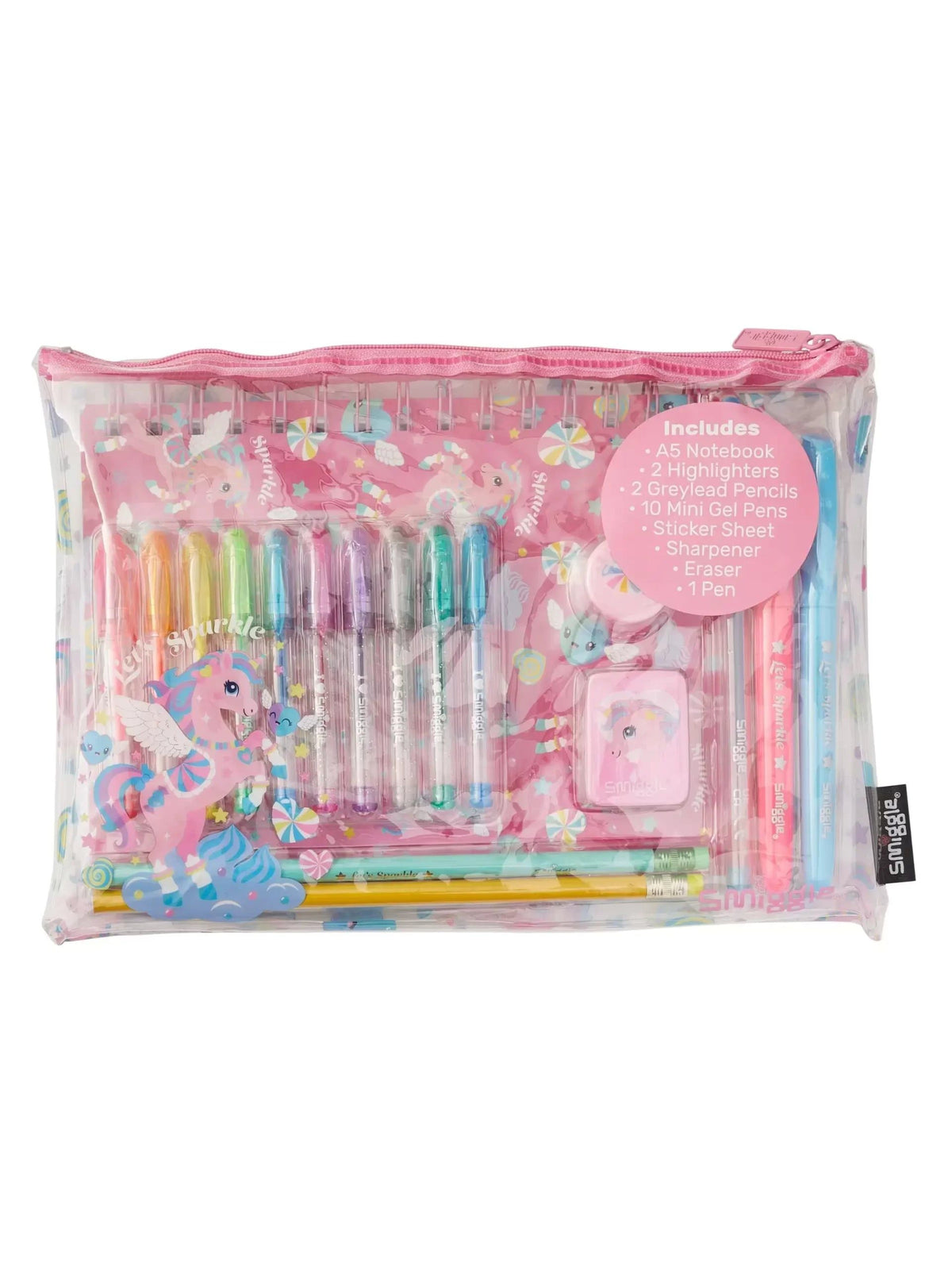 Smiggle - Cuaderno A5 perfumado y set de papelería
