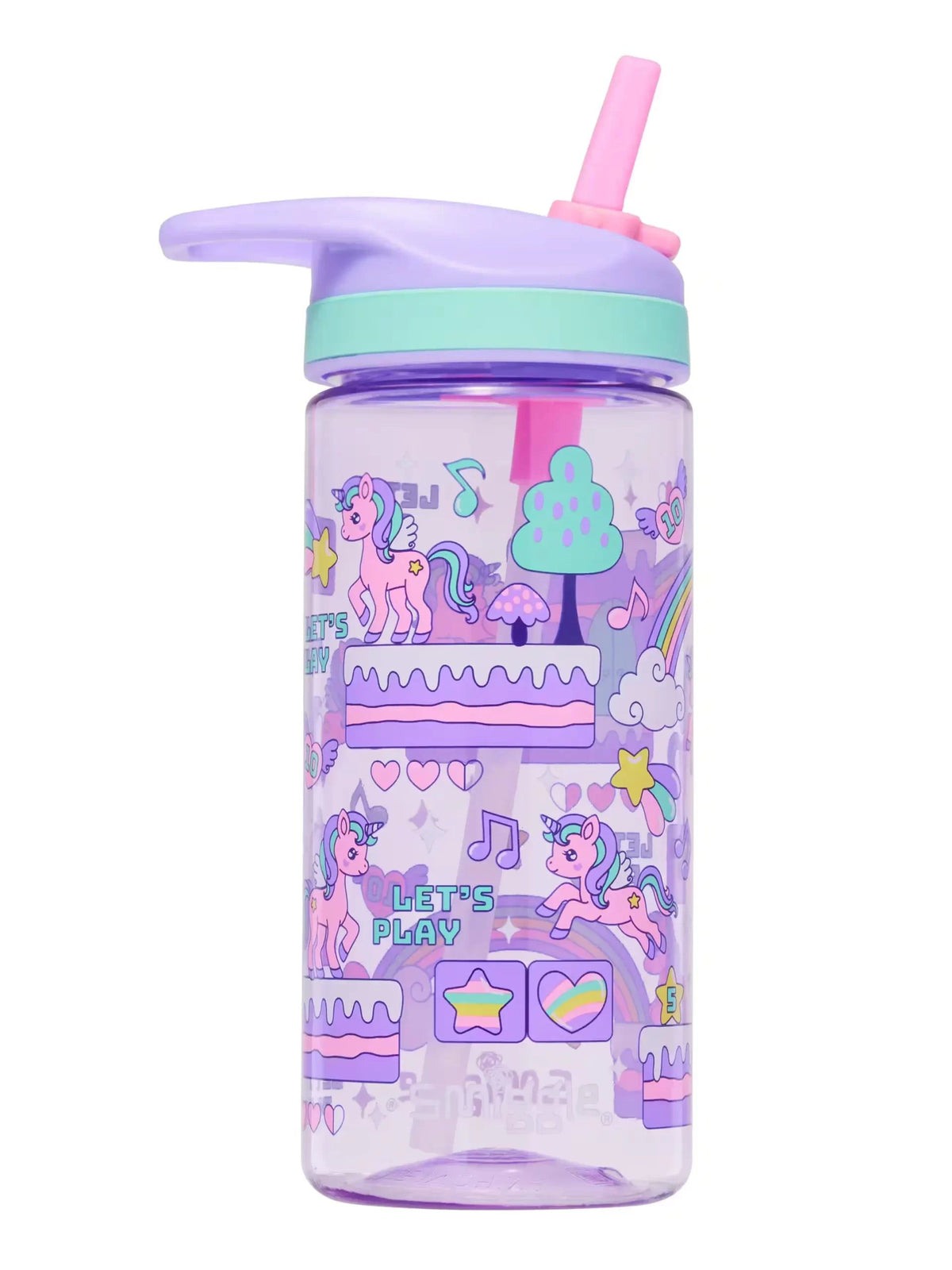 Smiggle - Lets Play Botella de agua con pajita sin BPA de 440 ml