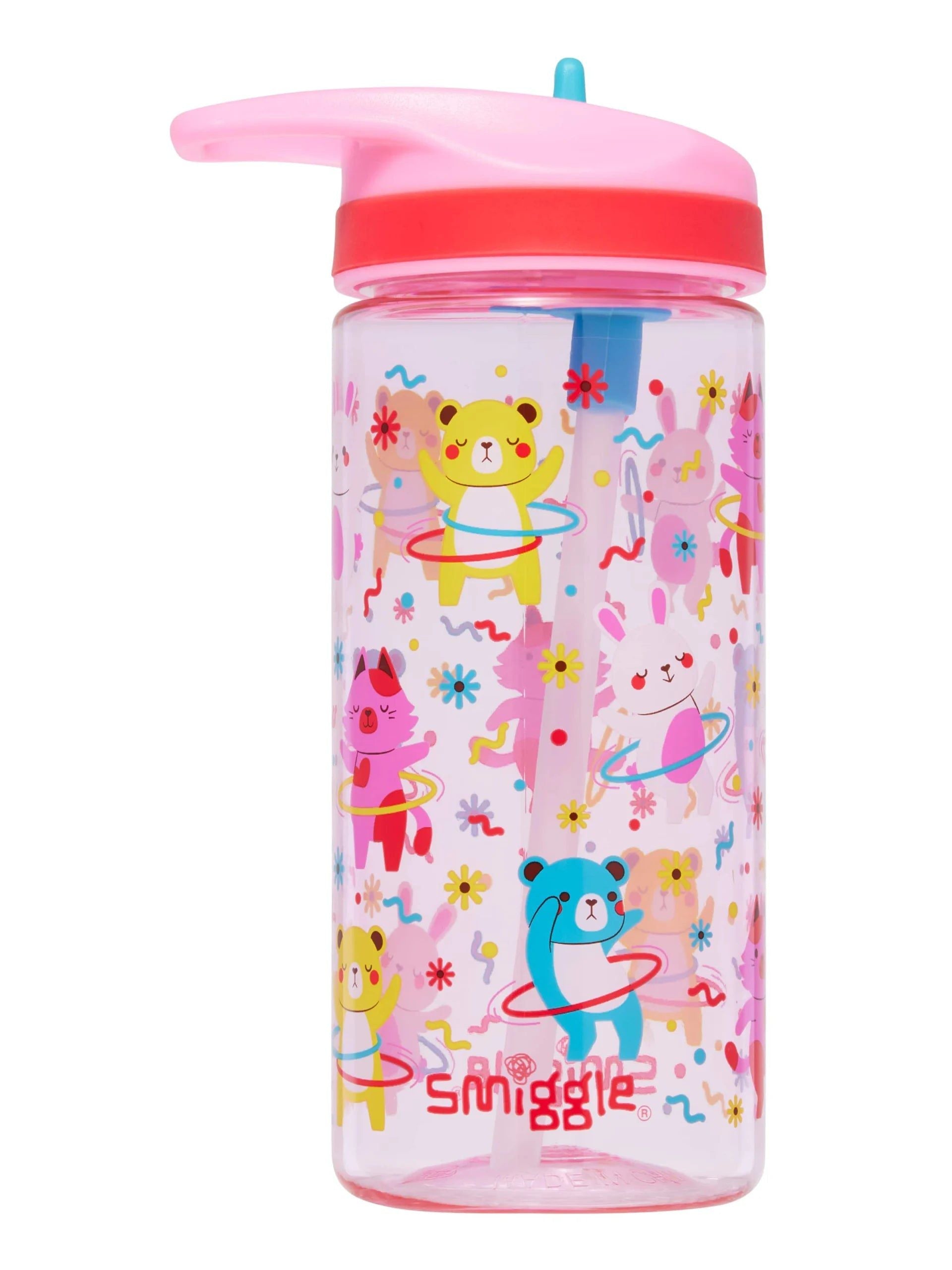 Smiggle - Lets Play Botella de agua con pajita sin BPA de 440 ml